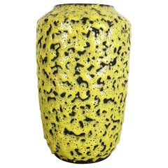 Außergewöhnliche Vase aus gelb glasierter Keramik Fat Lava von Scheurich:: Deutschland:: 1960er Jahre