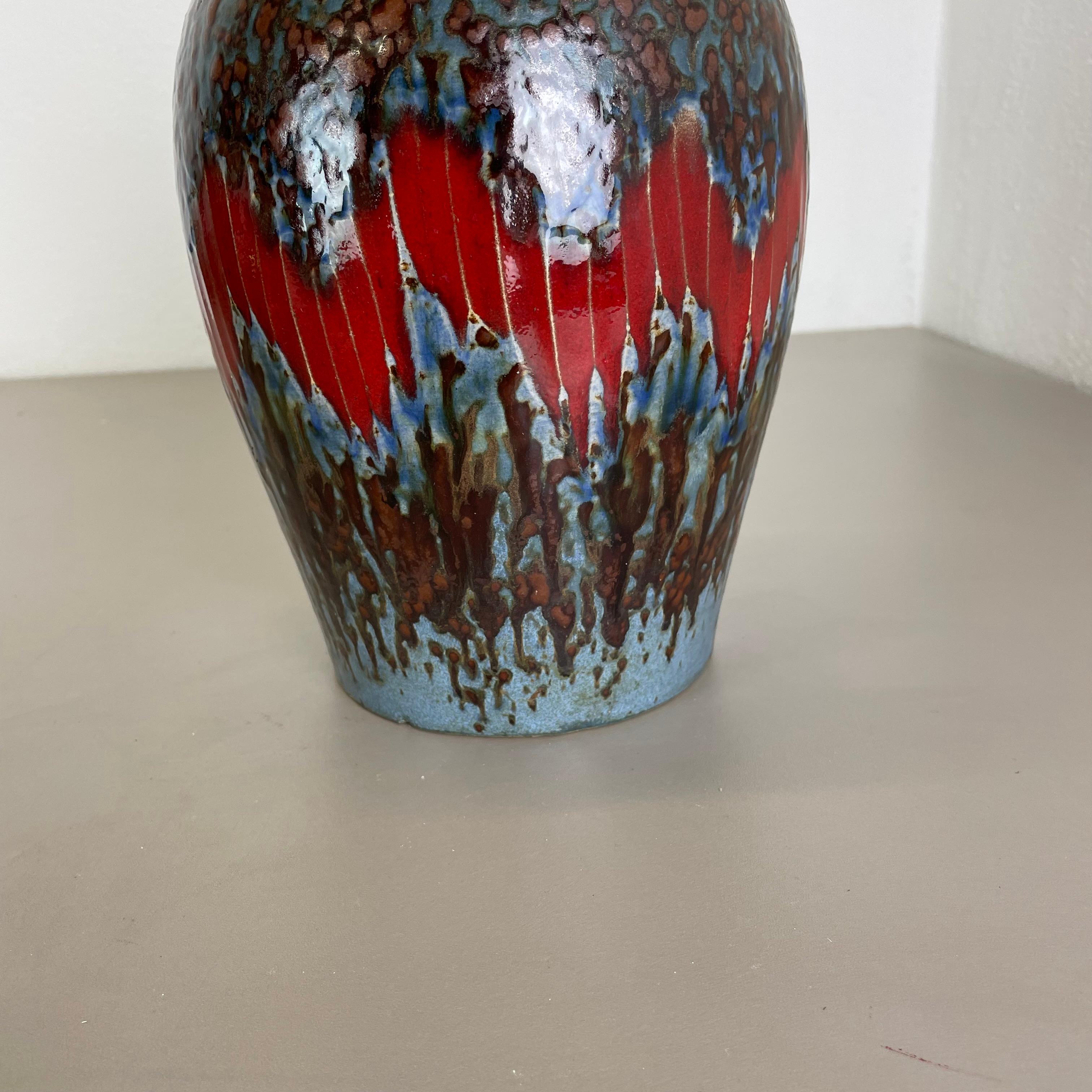 Extraordinaire vase en poterie de lave grasse Zig Zag Lora de Scheurich, Allemagne, années 1970 en vente 3