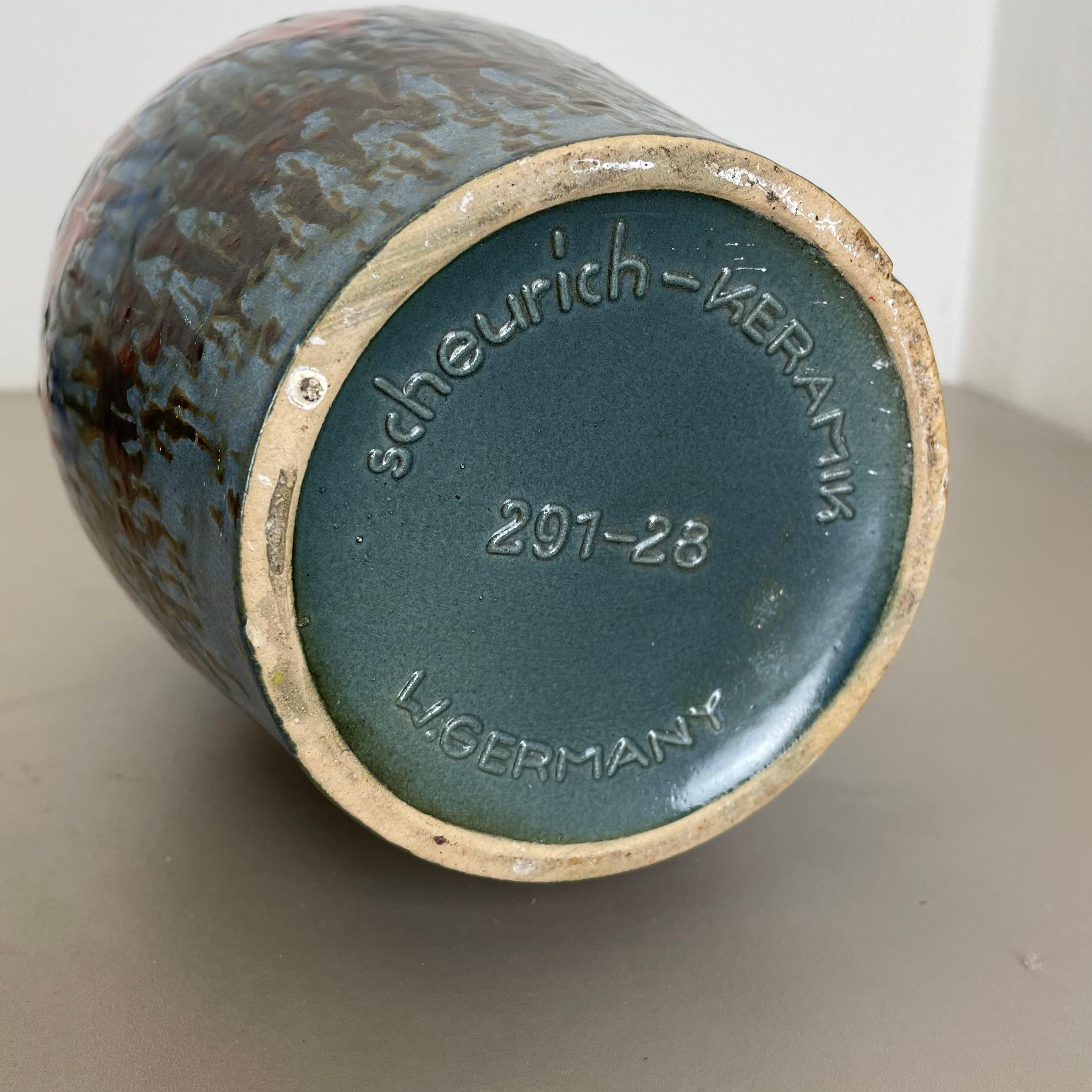 Extraordinaire vase en poterie de lave grasse Zig Zag Lora de Scheurich, Allemagne, années 1970 en vente 12
