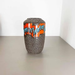 Extraordinary Zig Zag Lora Pottery Fat Lava Vase by Scheurich, Germany, 1970s