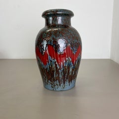 Extraordinary Zig Zag Lora Pottery Fat Lava Vase by Scheurich, Germany, 1970s
