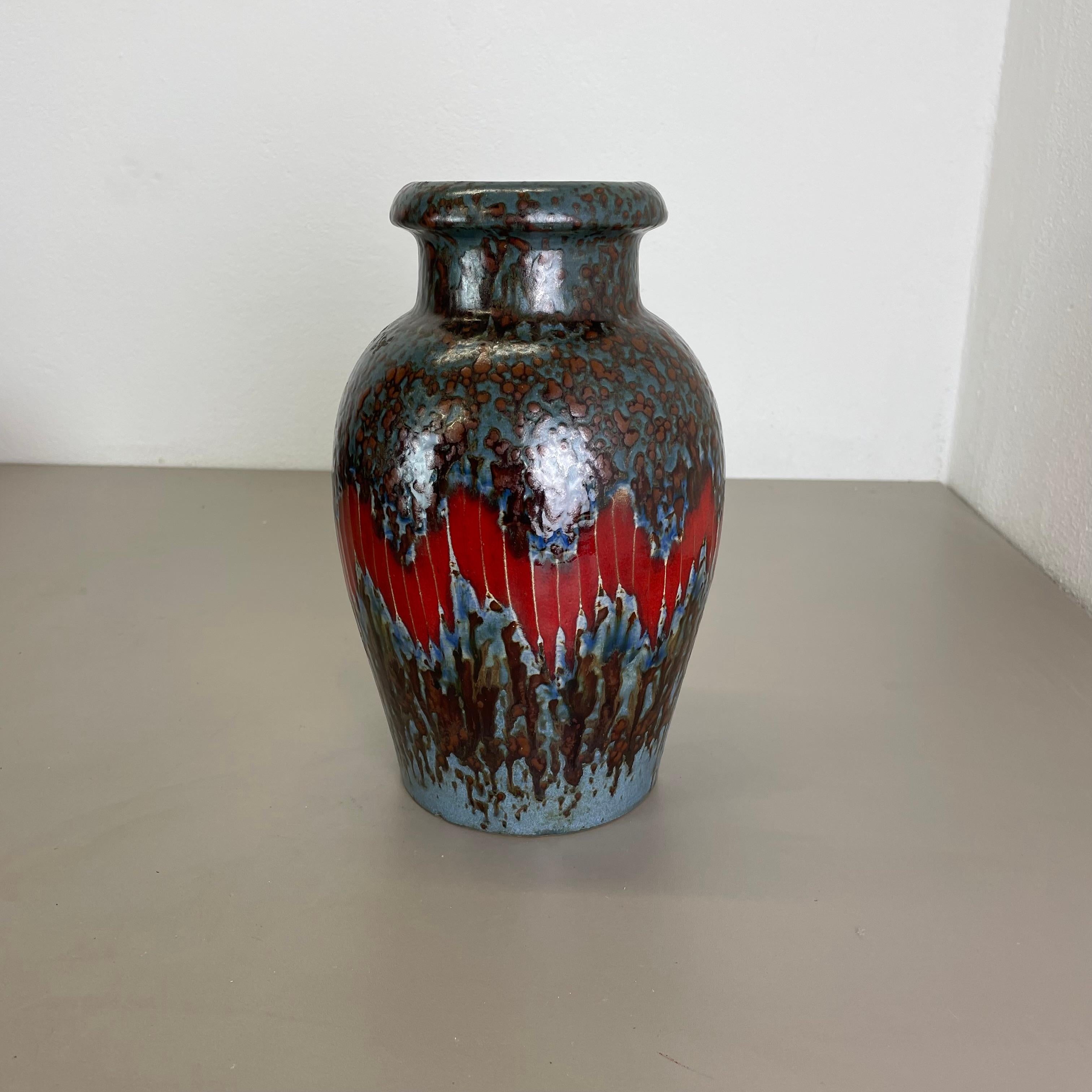 Mid-Century Modern Extraordinaire vase en poterie de lave grasse Zig Zag Lora de Scheurich, Allemagne, années 1970 en vente