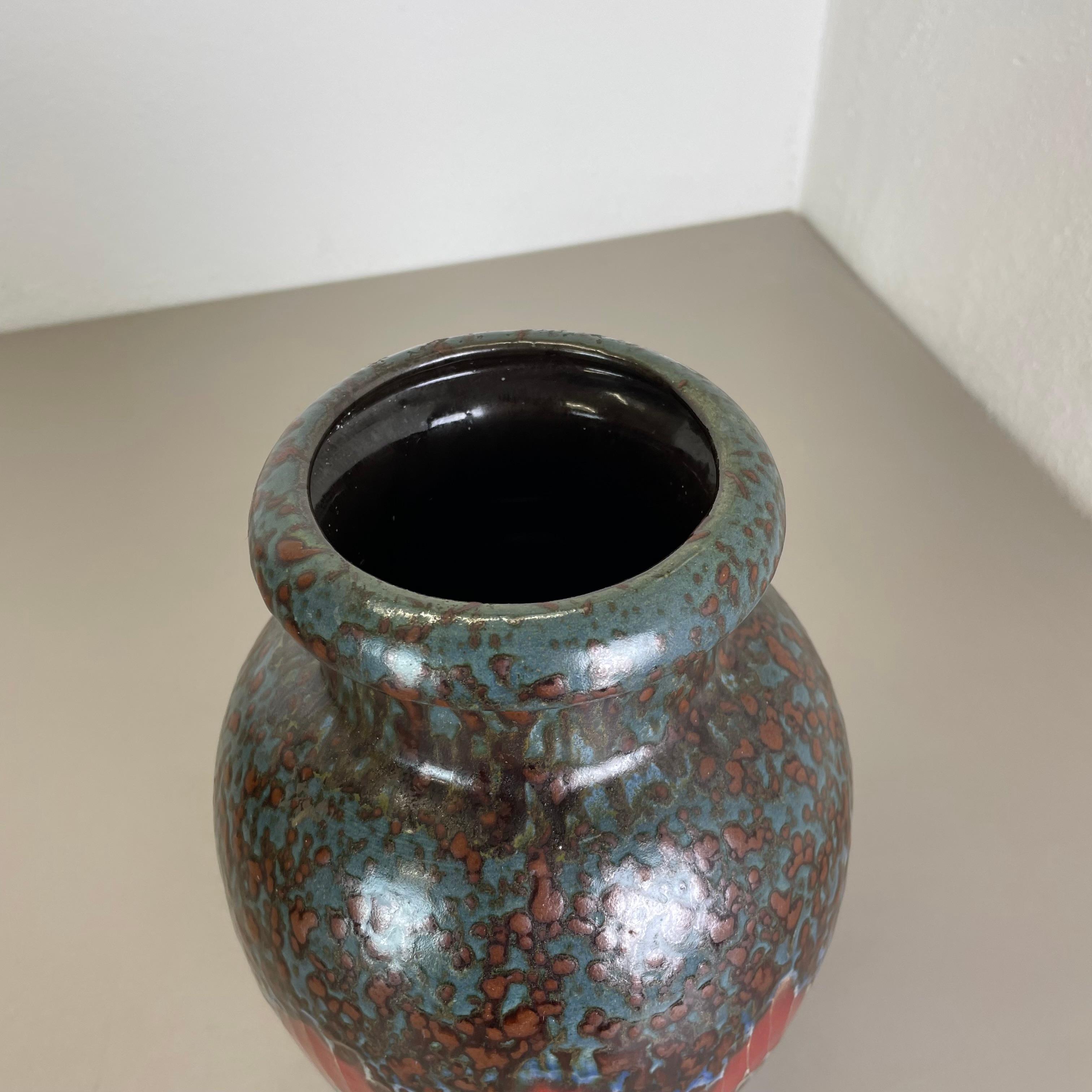 20th Century Extraordinary Zig Zag Lora Pottery Fat Lava Vase by Scheurich, Germany, 1970s For Sale