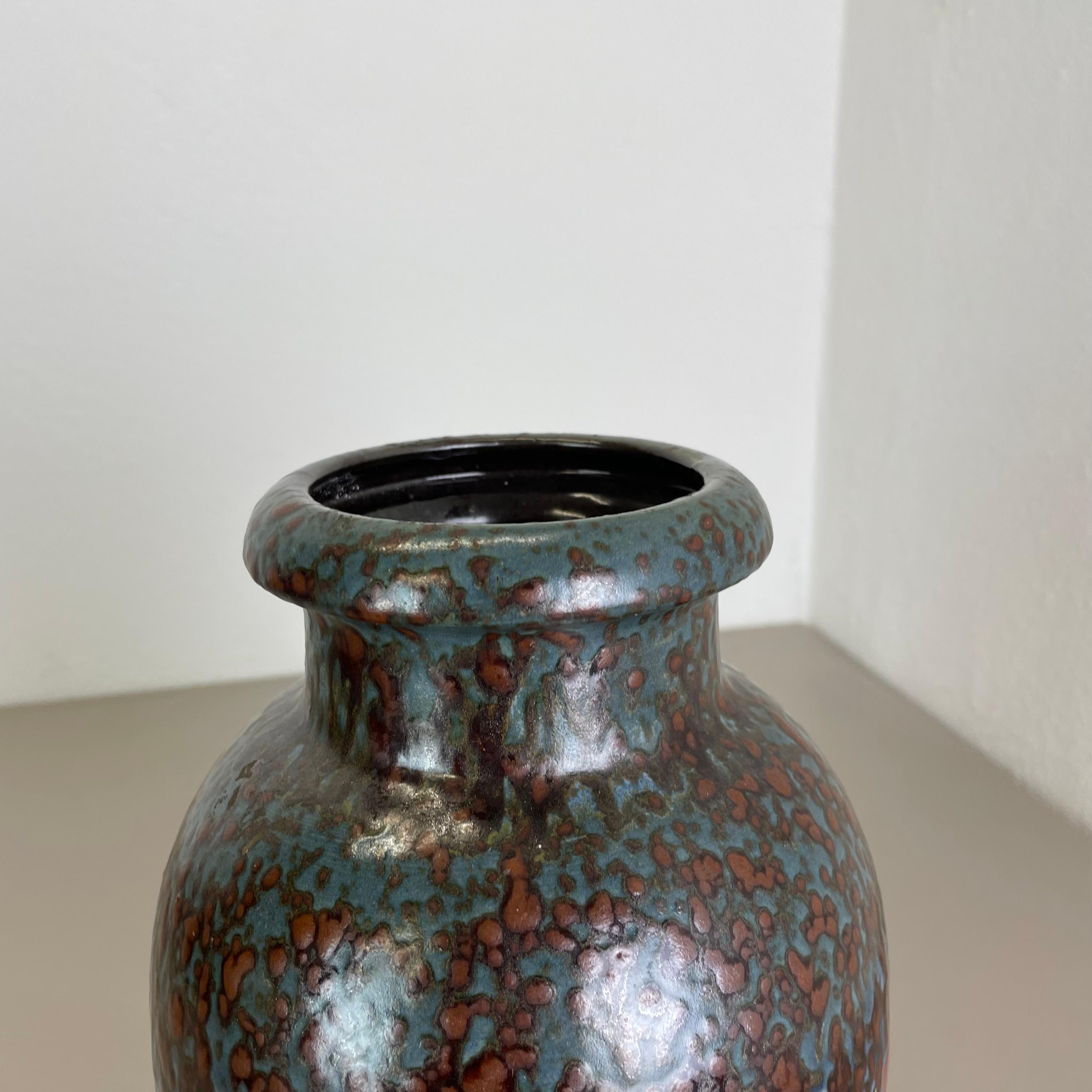 Céramique Extraordinaire vase en poterie de lave grasse Zig Zag Lora de Scheurich, Allemagne, années 1970 en vente