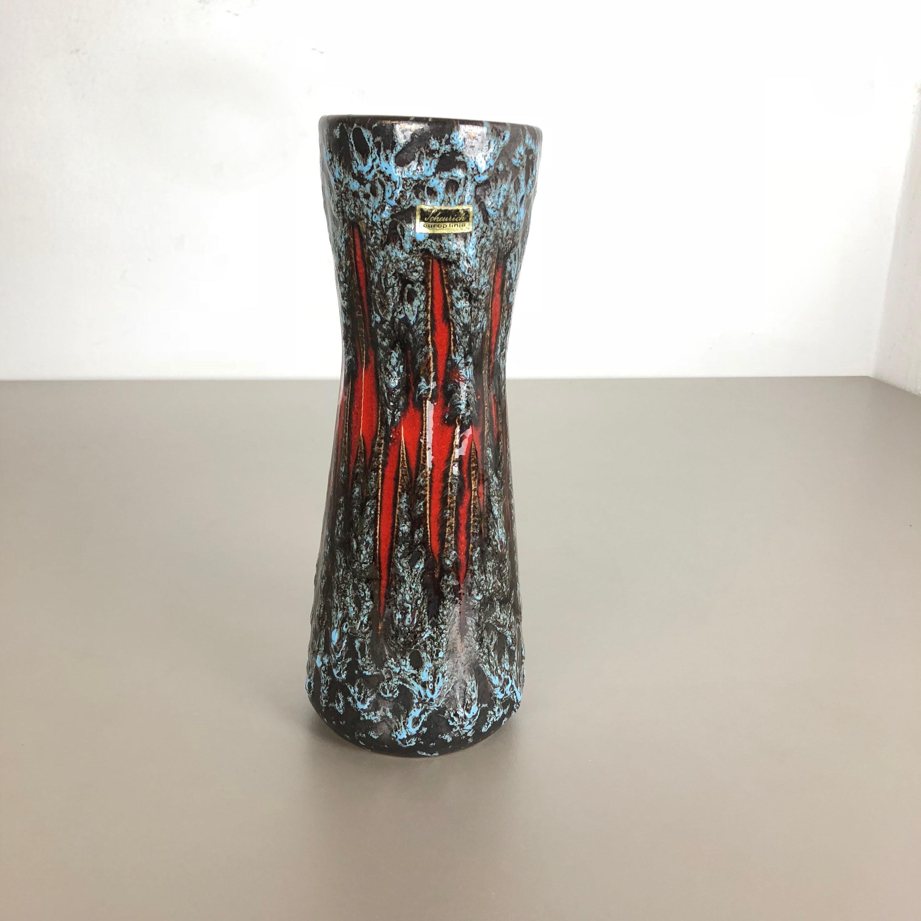 Mid-Century Modern Extraordinary Zig Zag Pottery Fat Lava Vase Made by Scheurich, Germany, 1970s