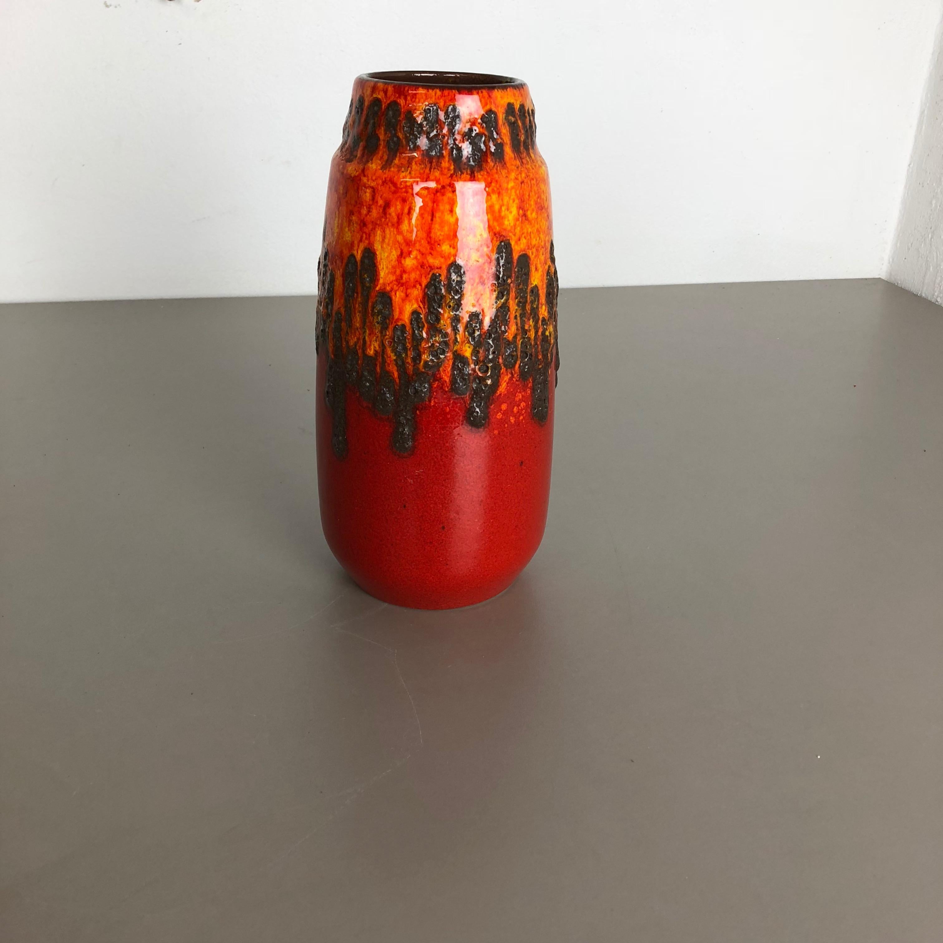 Mid-Century Modern Extraordinary Zig Zag Pottery Fat Lava Vase Made by Scheurich, Germany, 1970s