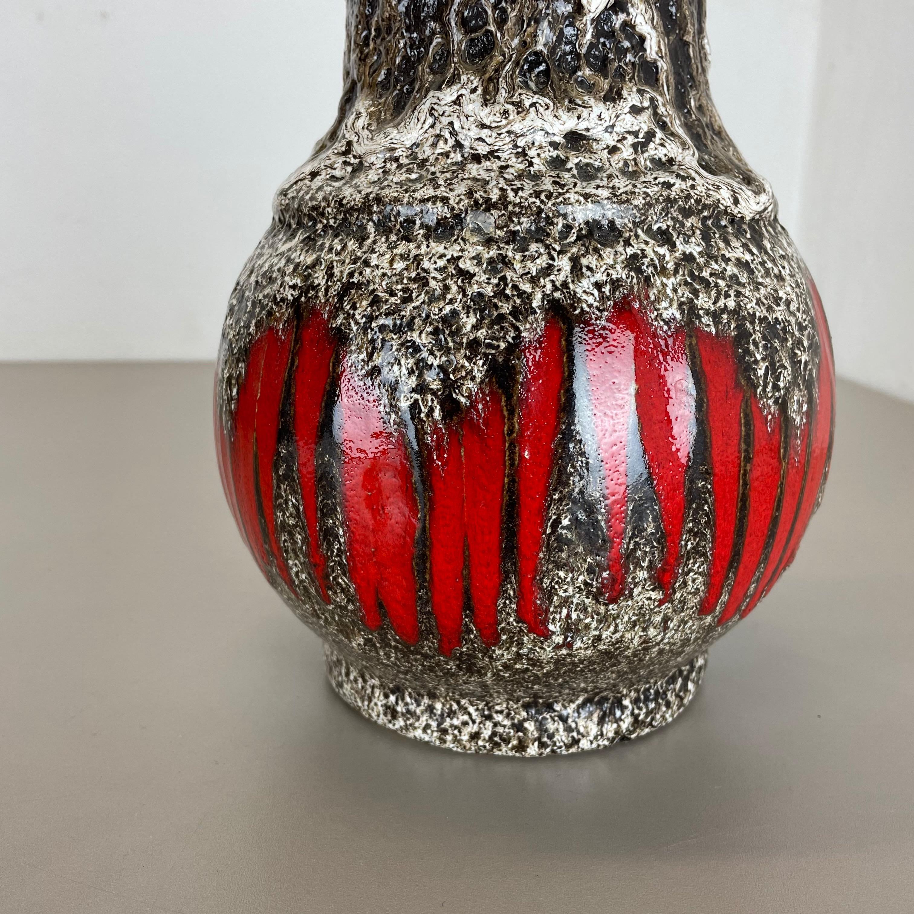 Ceramic Extraordinary Zig Zag Pottery Fat Lava Vase Made by Scheurich, Germany, 1970s
