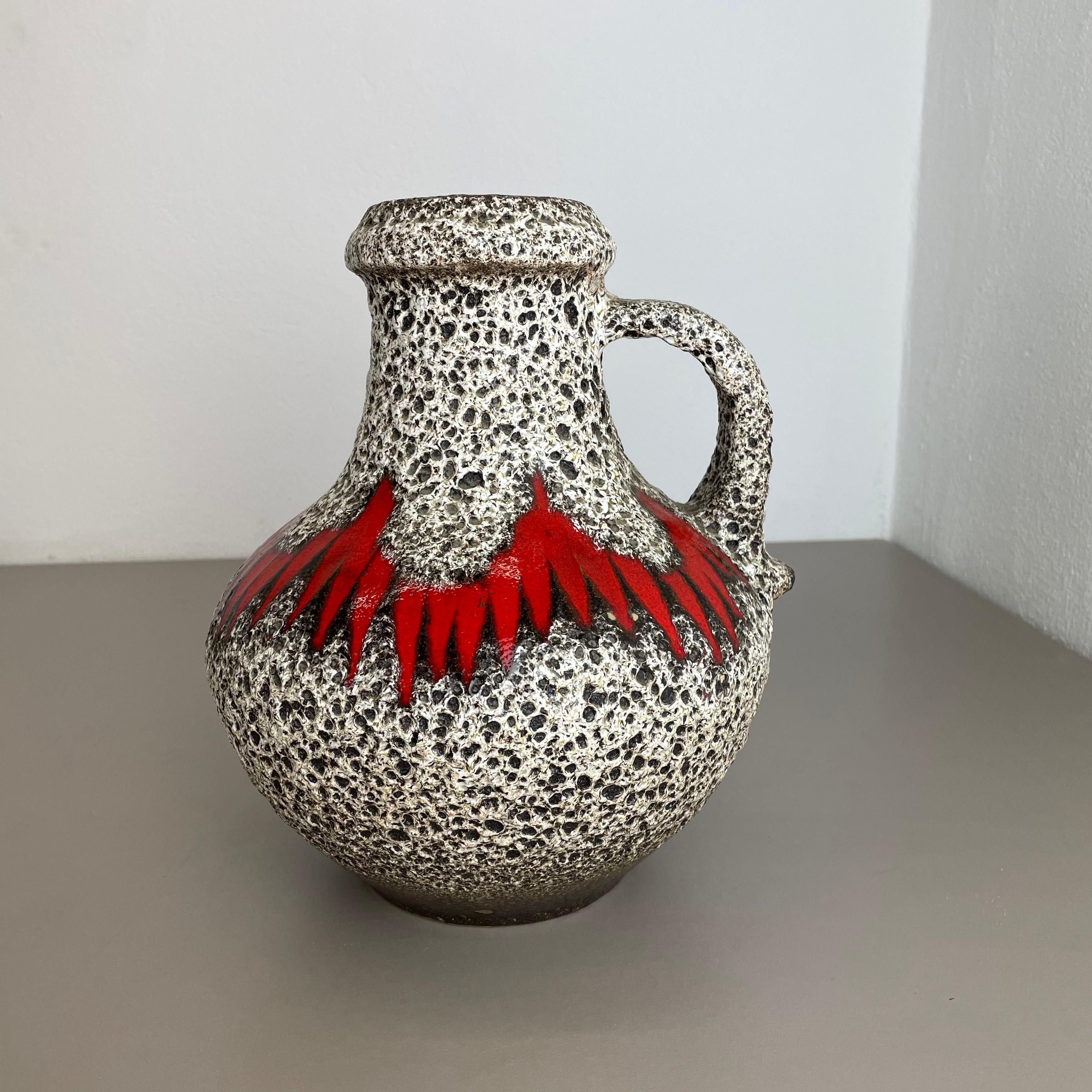 20th Century Extraordinary Zig Zag Pottery Fat Lava Vase Made by Scheurich, Germany, 1970s For Sale