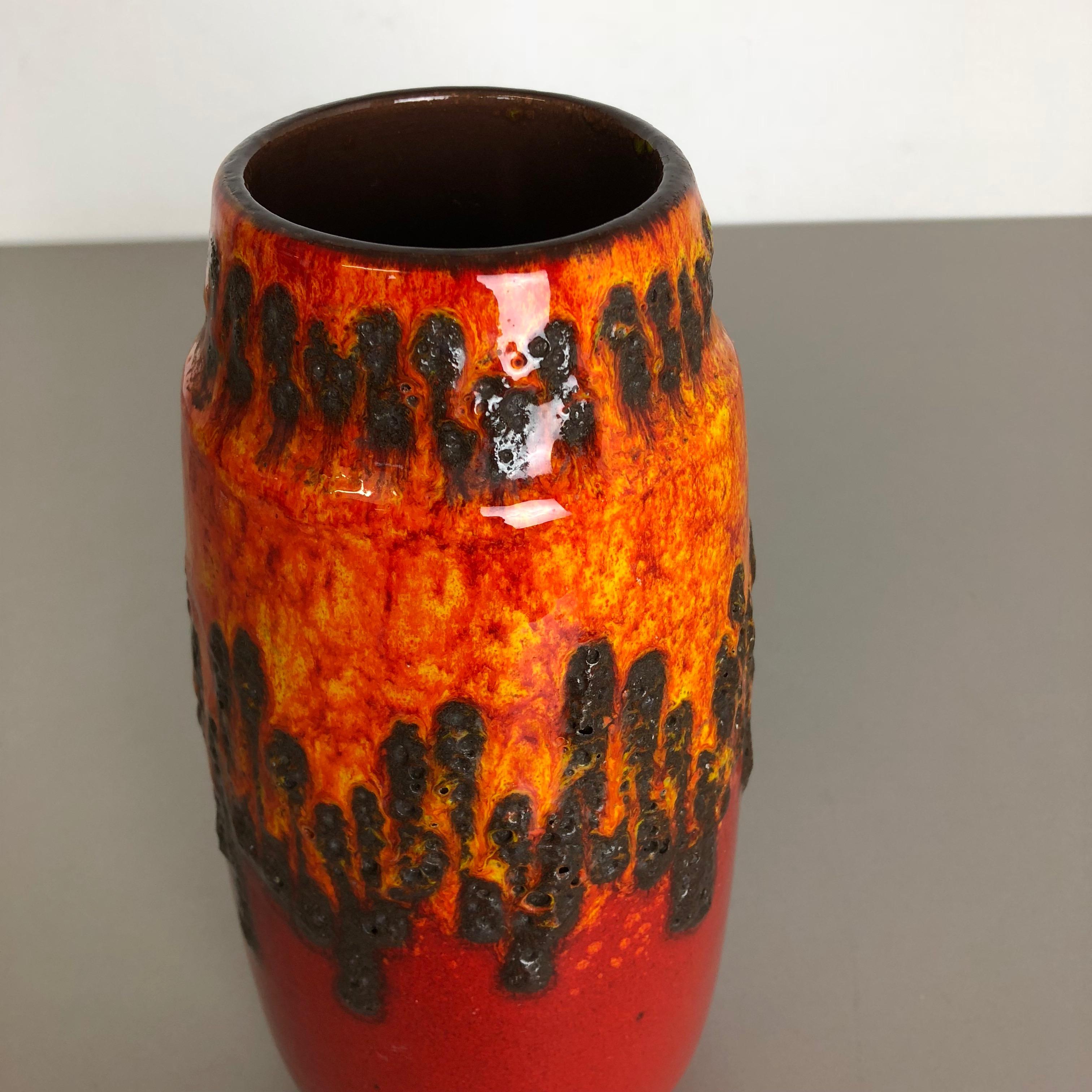 Extraordinary Zig Zag Pottery Fat Lava Vase Made by Scheurich, Germany, 1970s 1
