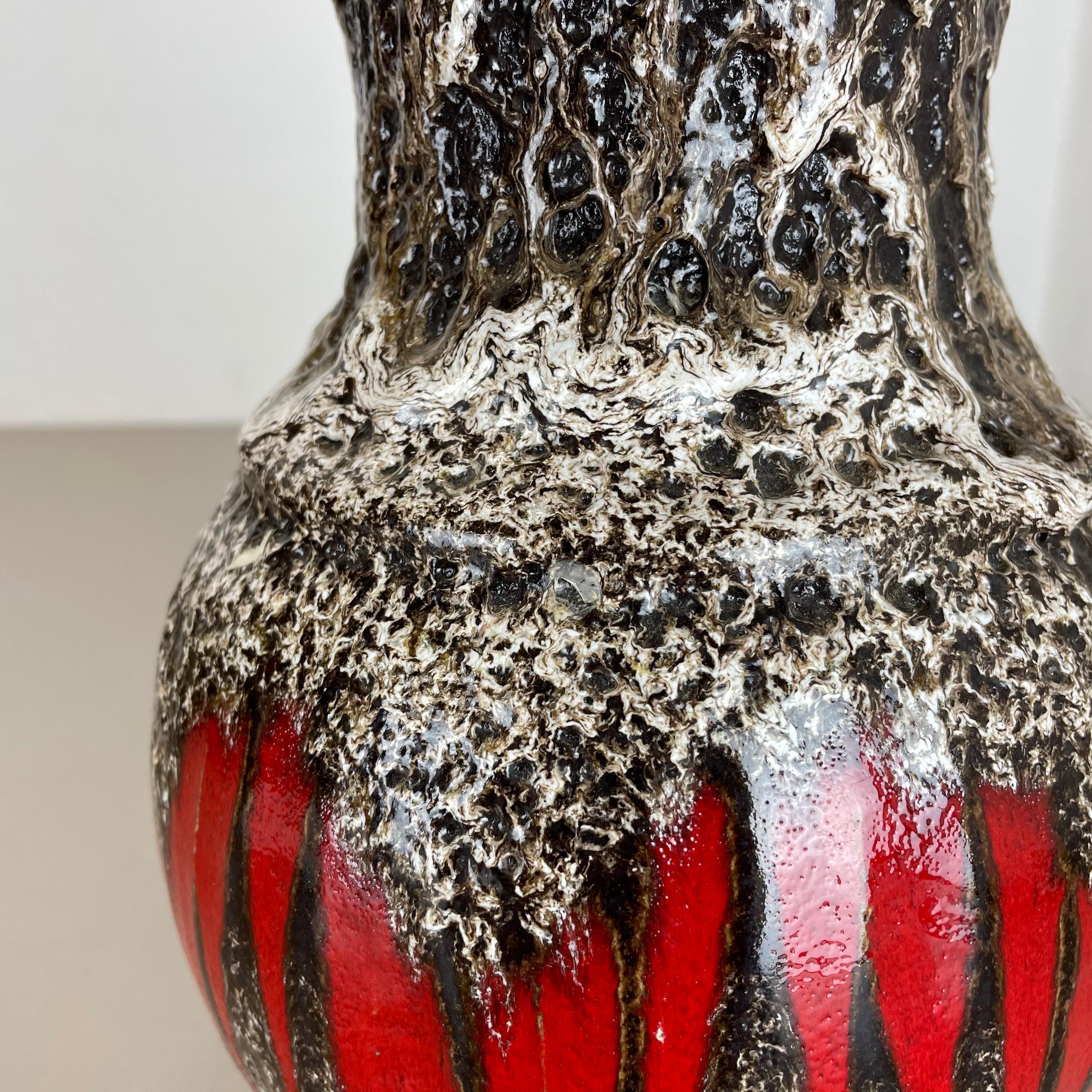 Extraordinary Zig Zag Pottery Fat Lava Vase Made by Scheurich, Germany, 1970s 2