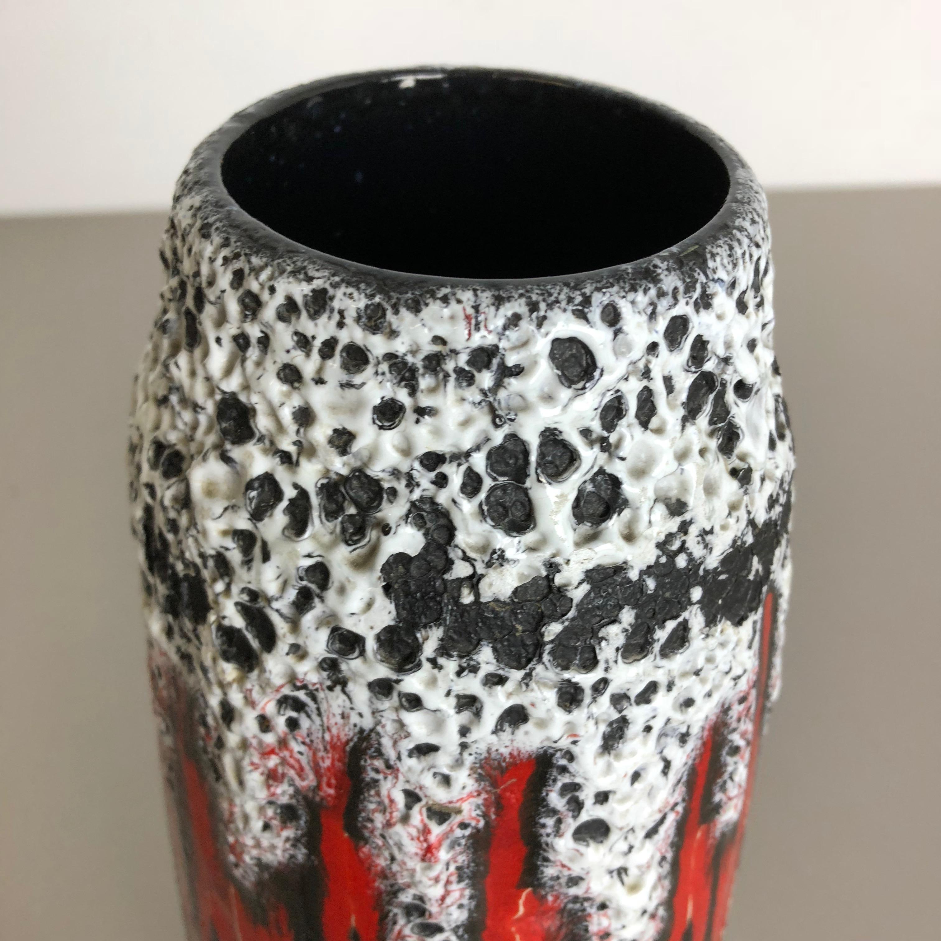 Extraordinary Zig Zag Pottery Fat Lava Vase Made by Scheurich, Germany, 1970s 3