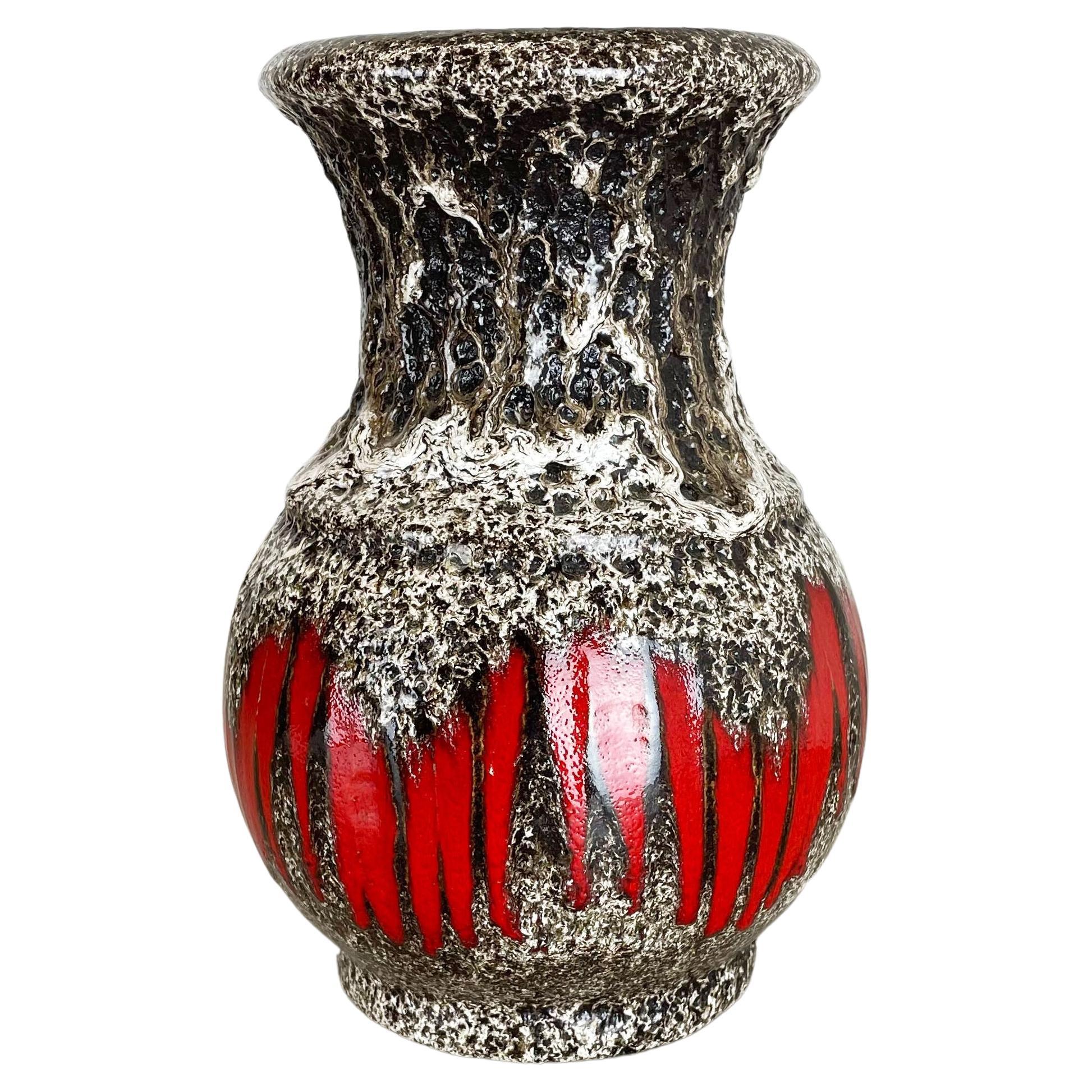 Extraordinary Zig Zag Pottery Fat Lava Vase Made by Scheurich, Germany, 1970s