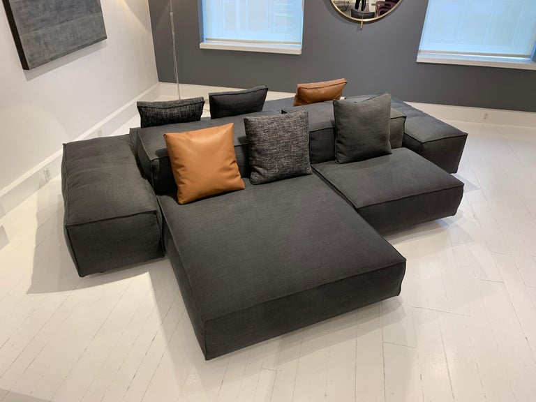 Extrasoft 8Piece Modular Sofa in Gray Fabric by Piero Lissoni and