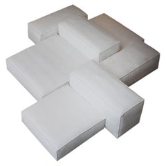 Divano Extrasoft, design modulare imbottito bianco, Piero Lissoni, Italia