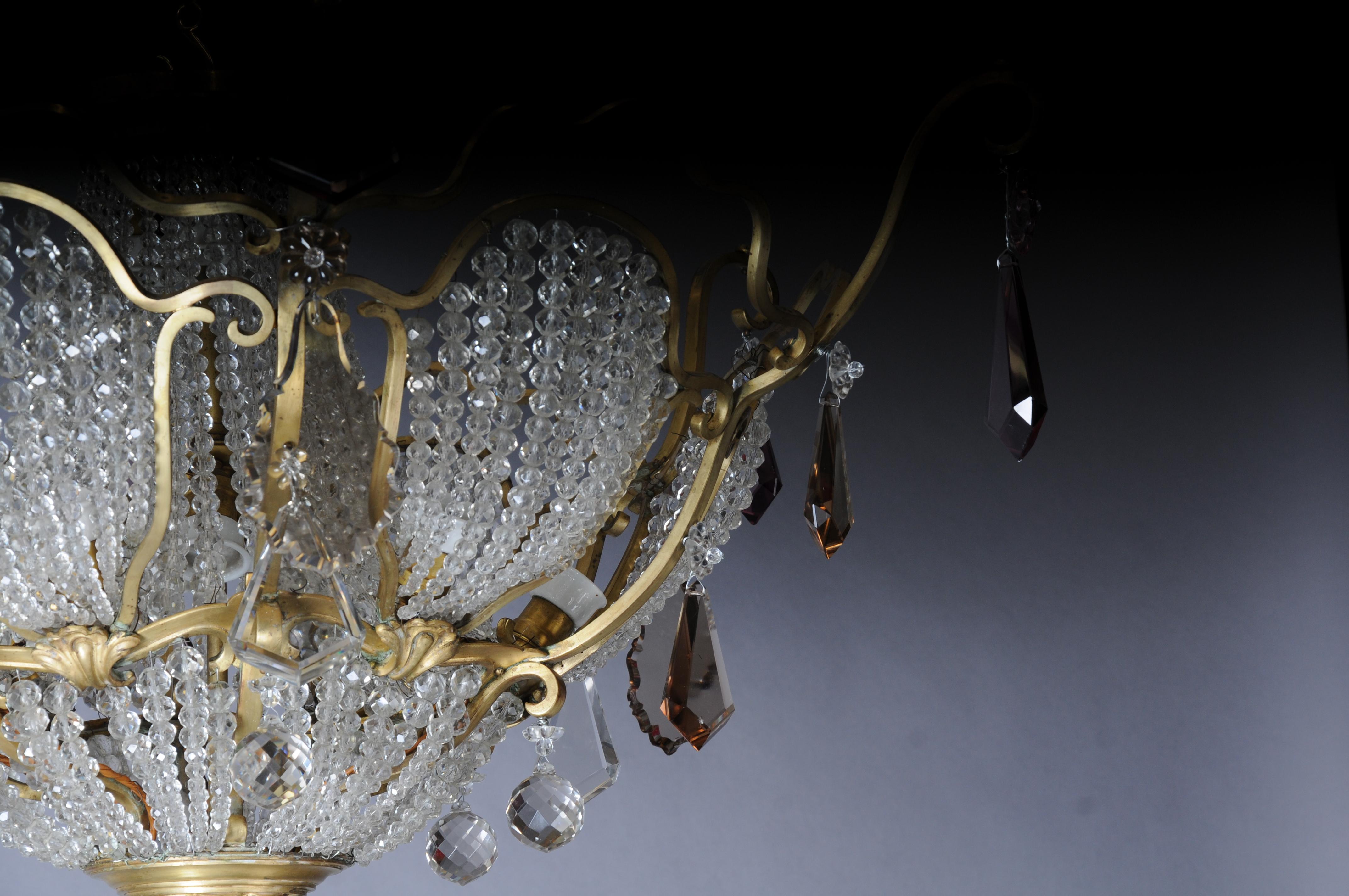 Extravagant antique crystal chandelier ceiling lamp around 1900 For Sale 4
