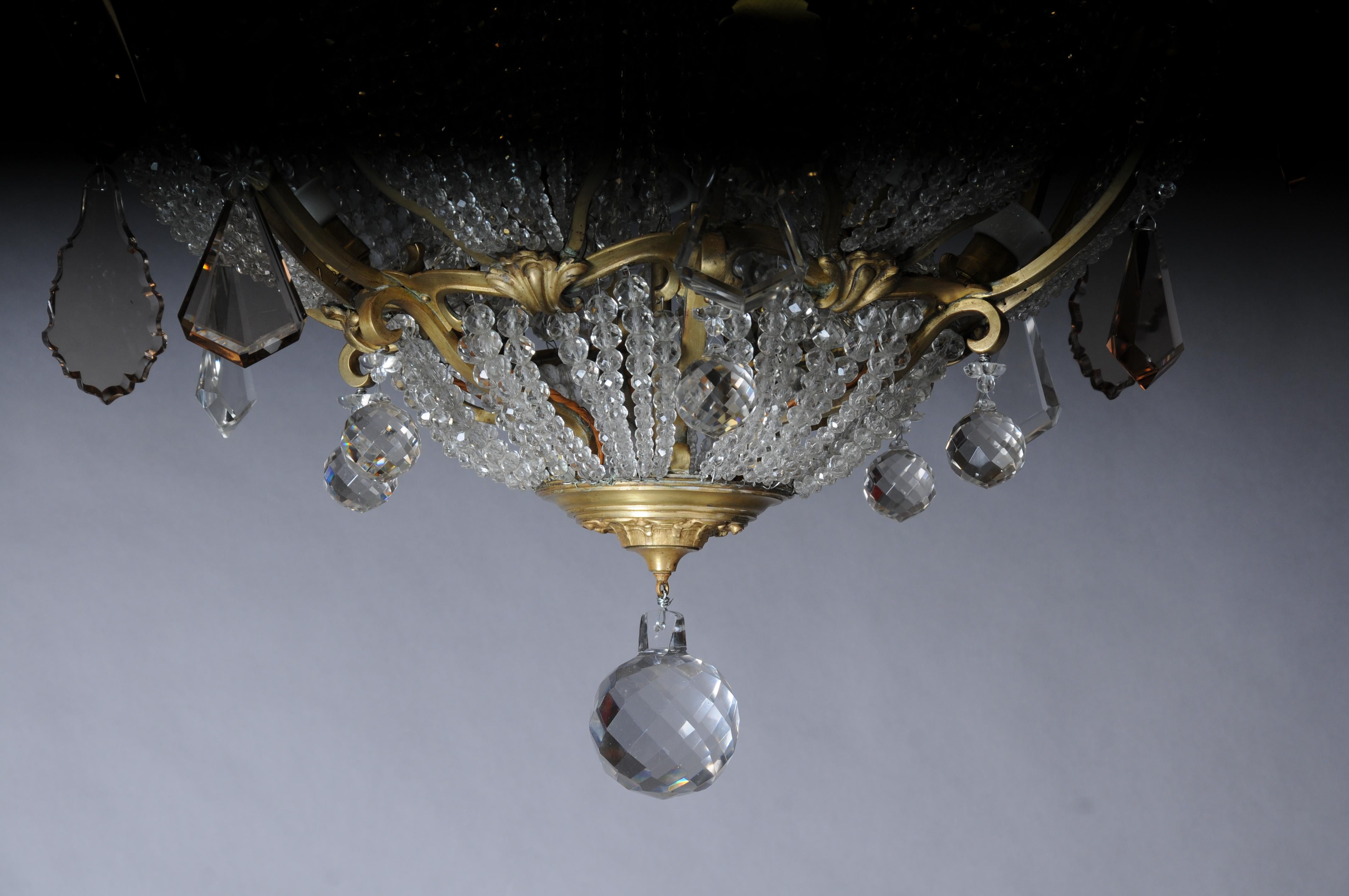 Extravagant antique crystal chandelier ceiling lamp around 1900 For Sale 5