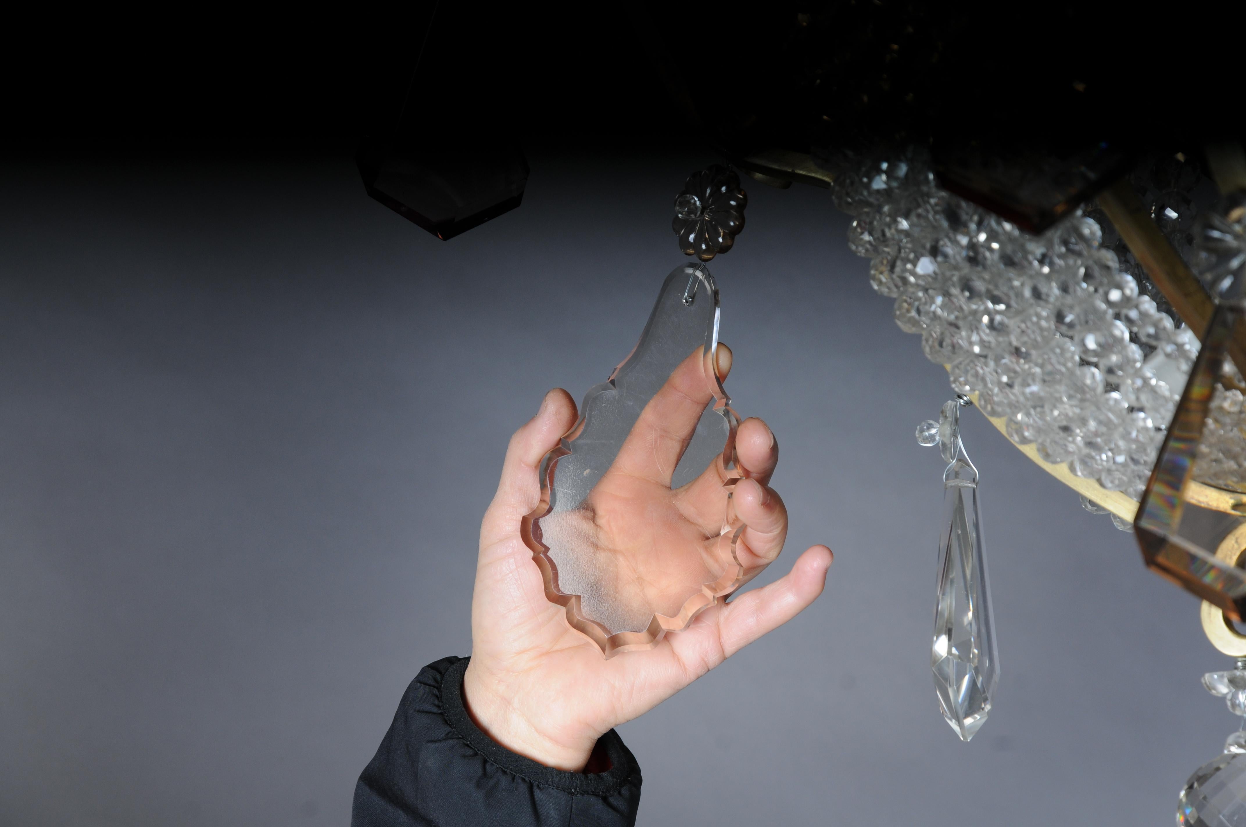 Extravagant antique crystal chandelier ceiling lamp around 1900 For Sale 9
