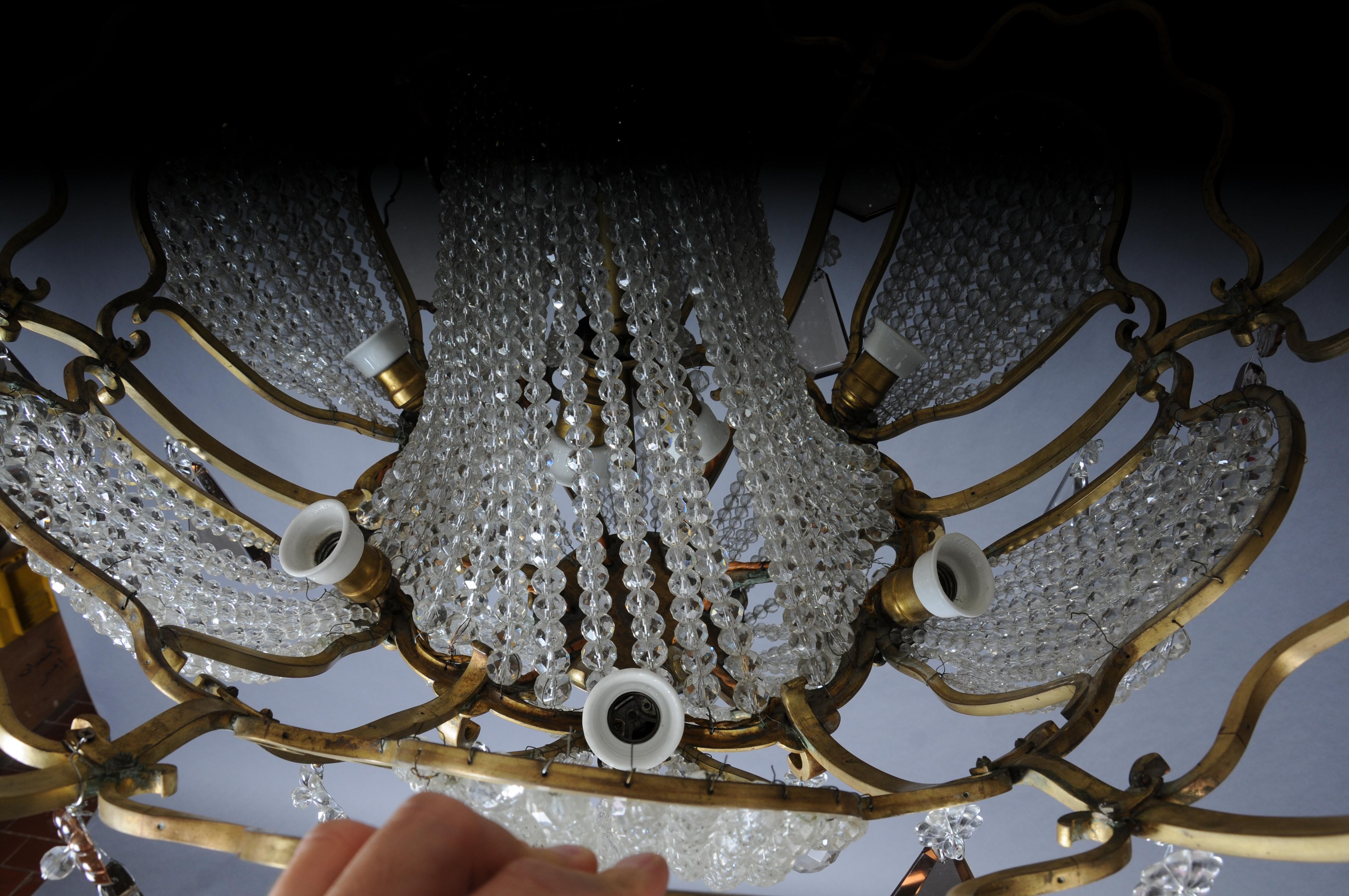 Extravagant antique crystal chandelier ceiling lamp around 1900 For Sale 12