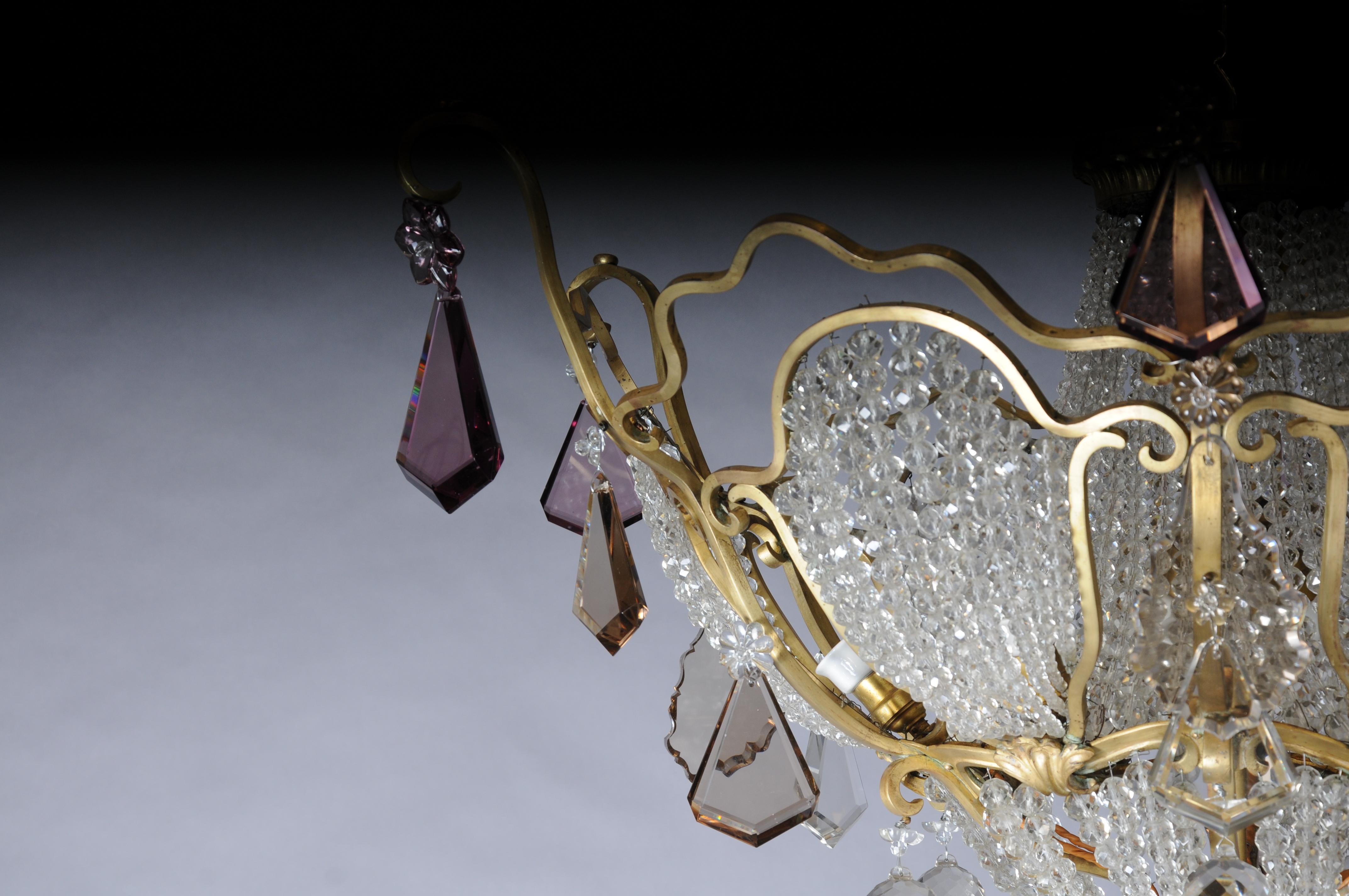 Extravagant antique crystal chandelier ceiling lamp around 1900 For Sale 1
