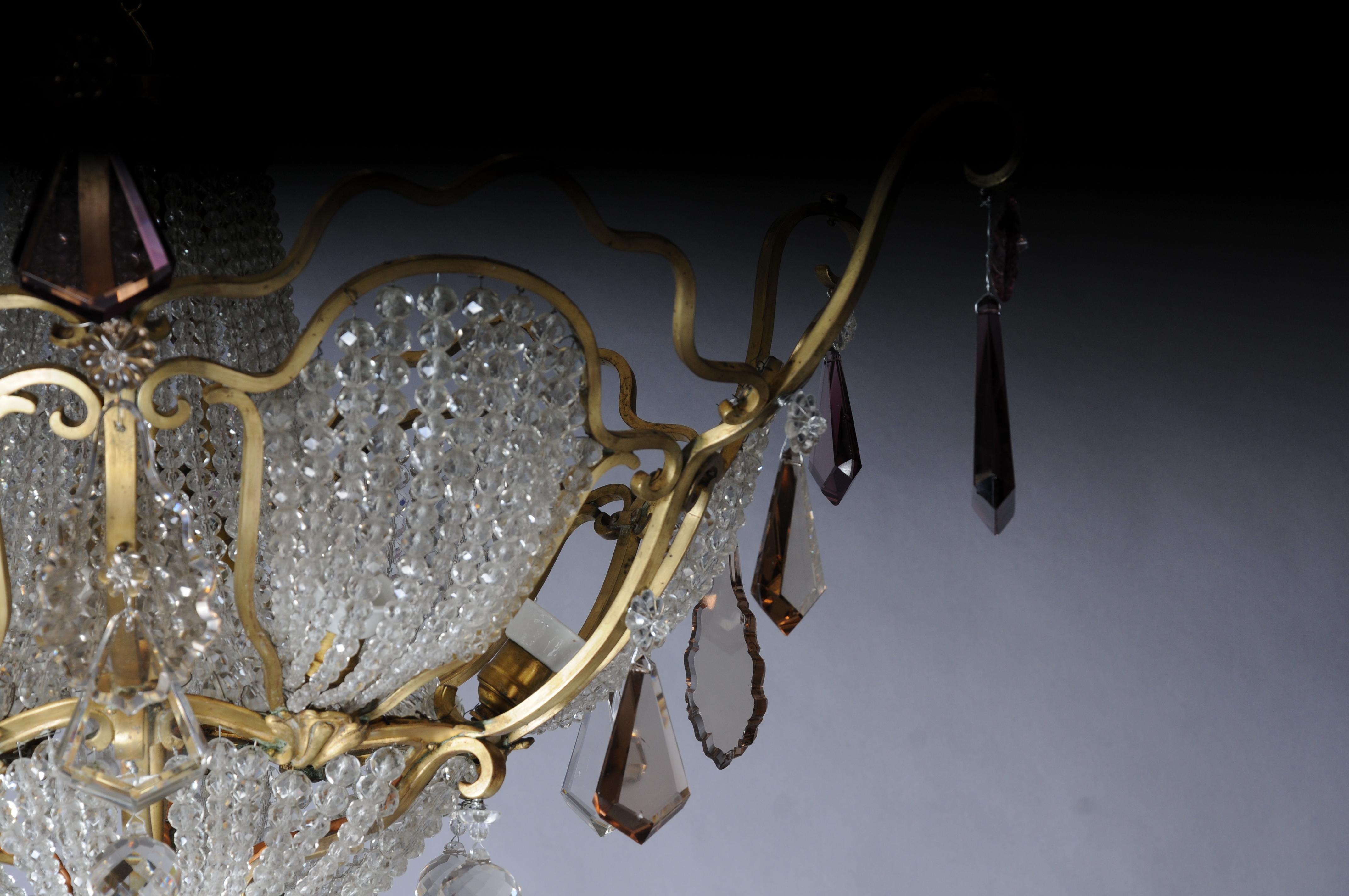 Extravagant antique crystal chandelier ceiling lamp around 1900 For Sale 2