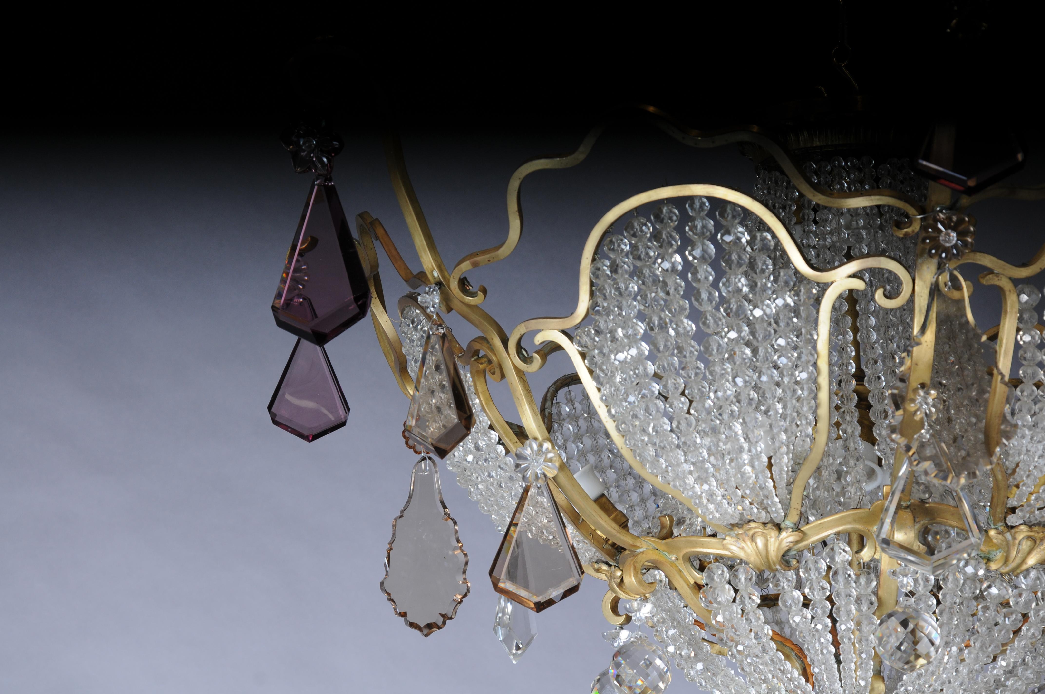 Extravagant antique crystal chandelier ceiling lamp around 1900 For Sale 3