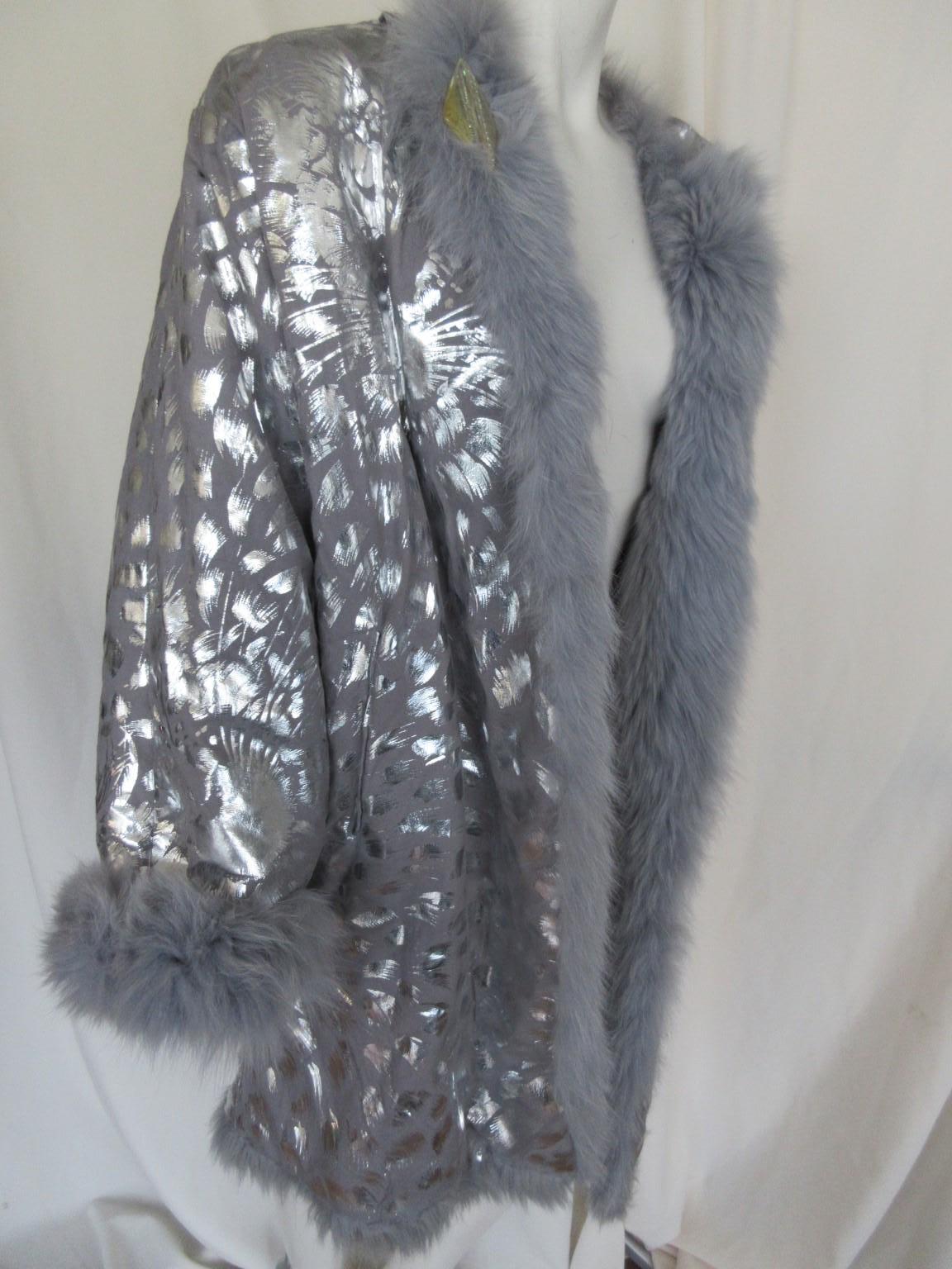 Extravagant Baby Blue Fox Fur Silver Reversible Coat For Sale 7