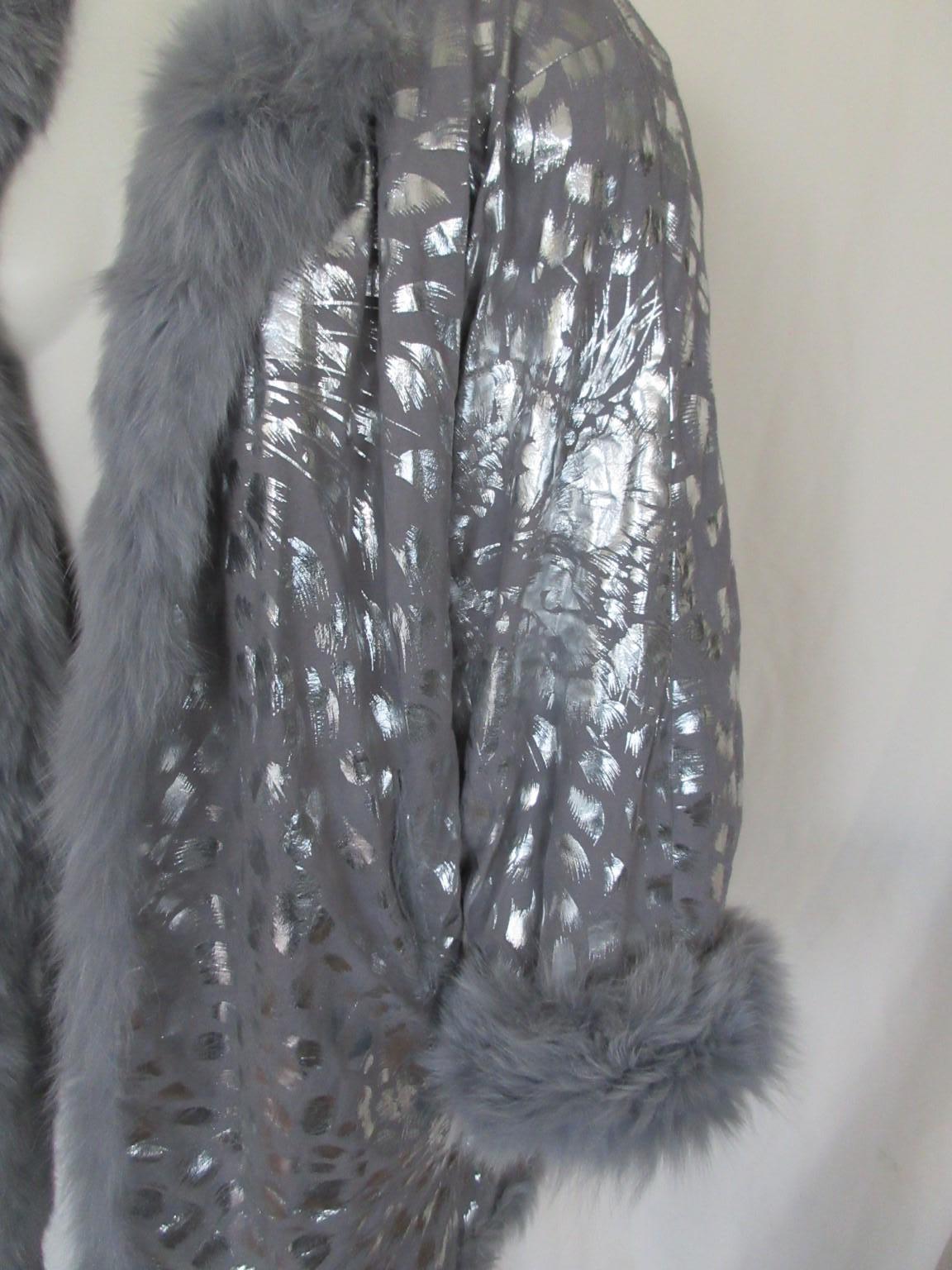 Gray Extravagant Baby Blue Fox Fur Silver Reversible Coat For Sale