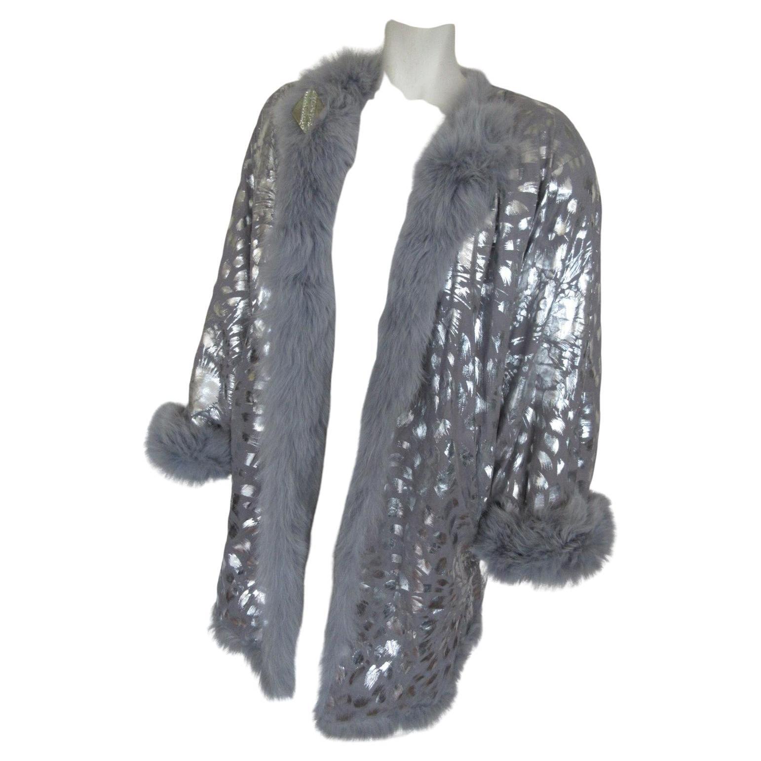 Extravagant Baby Blue Fox Fur Silver Reversible Coat For Sale