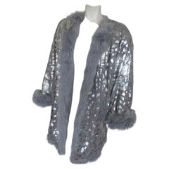 Extravagant Baby Blue Fox Fur Silver Reversible Coat