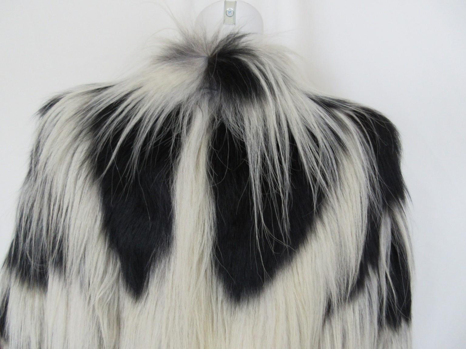 Women's or Men's Extravagant Black and White Fur Cape