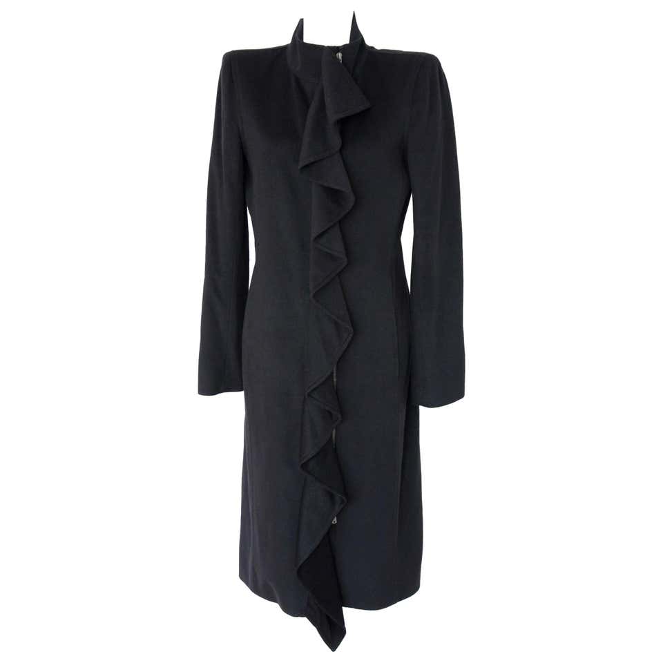 Extravagant Black YSL Yves Saint Laurent by Tom Ford 2003 Ruffled Coat ...