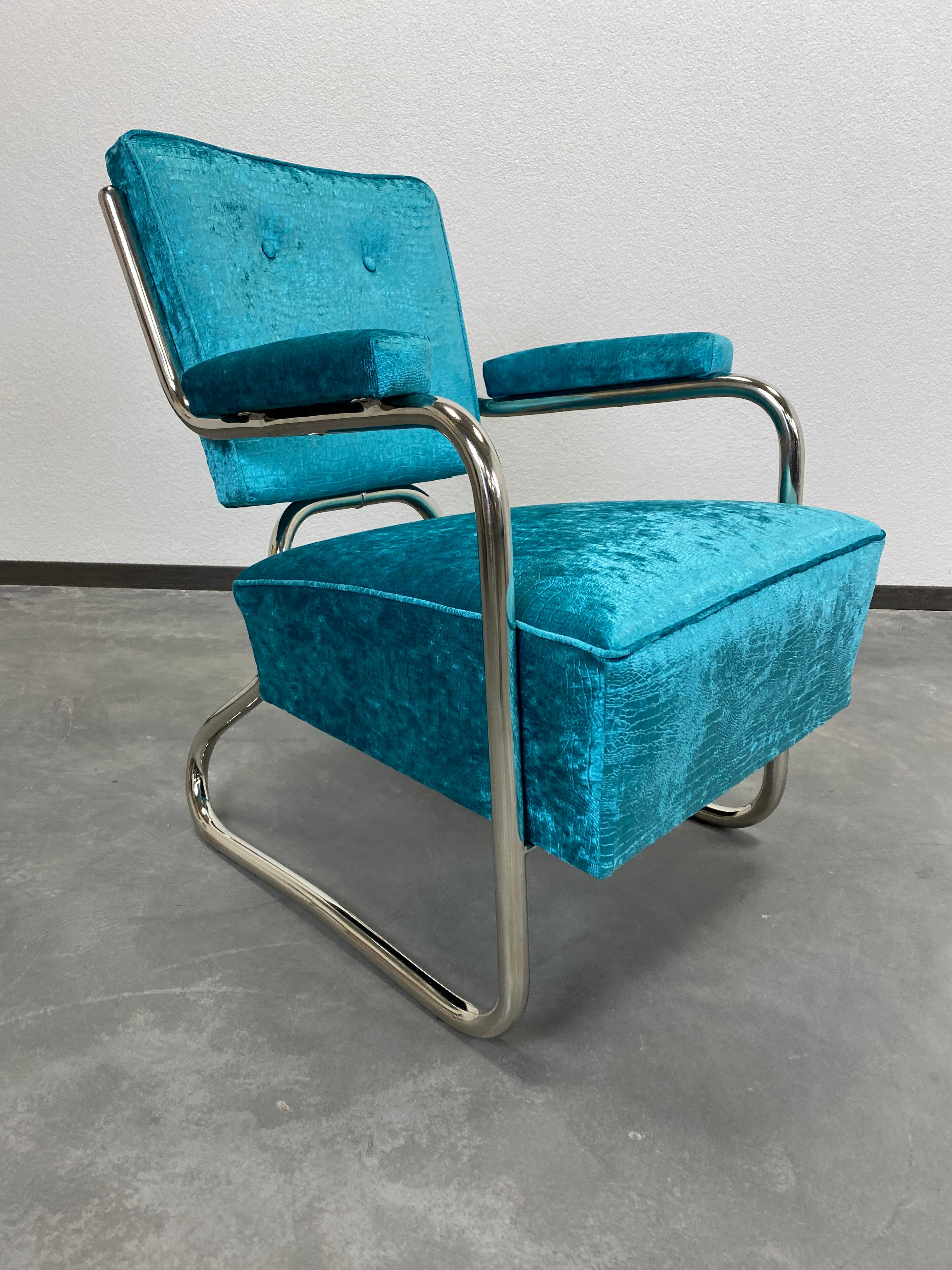 Steel Extravagant Chrome Bauhaus Armchairs For Sale