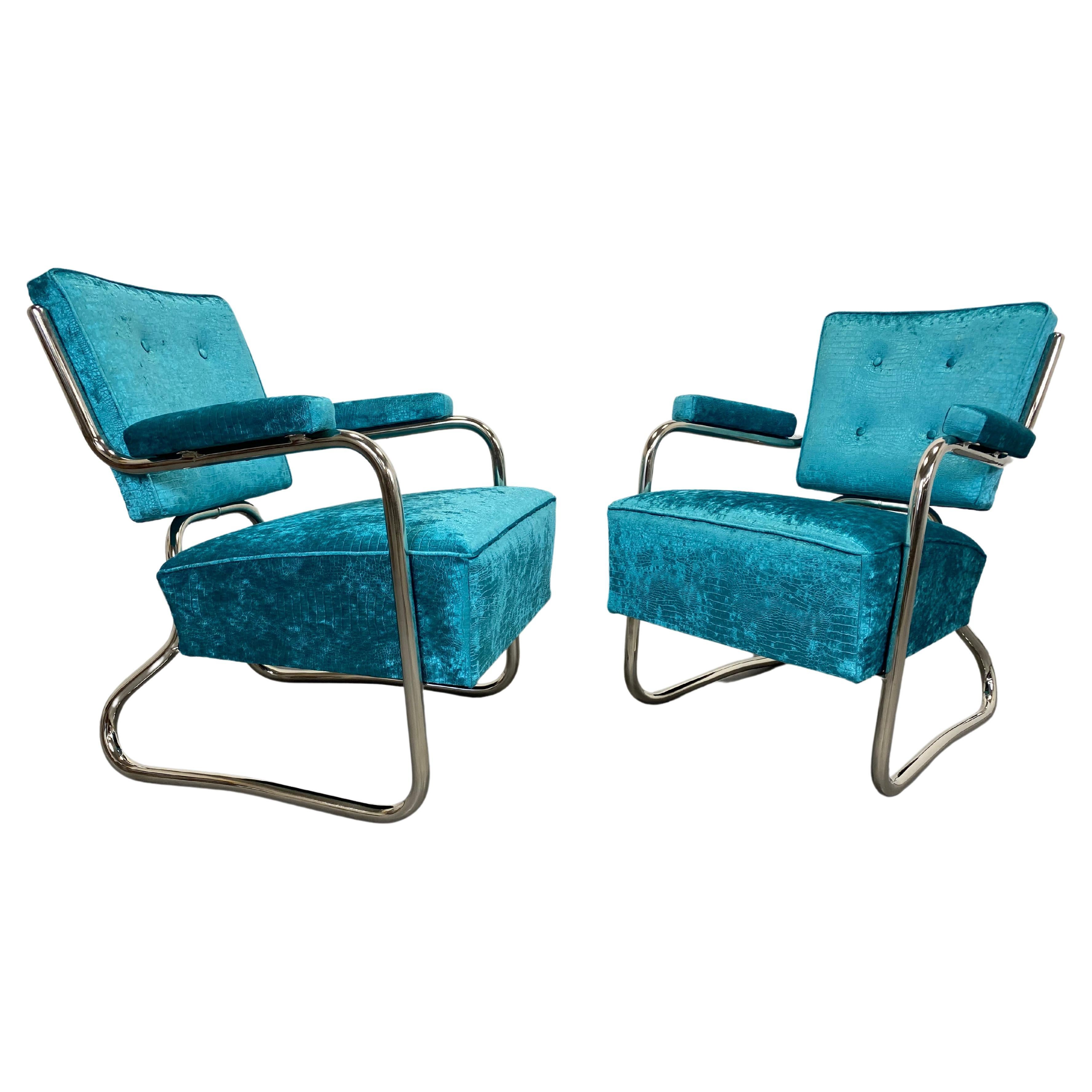 Extravagant Chrome Bauhaus Armchairs For Sale