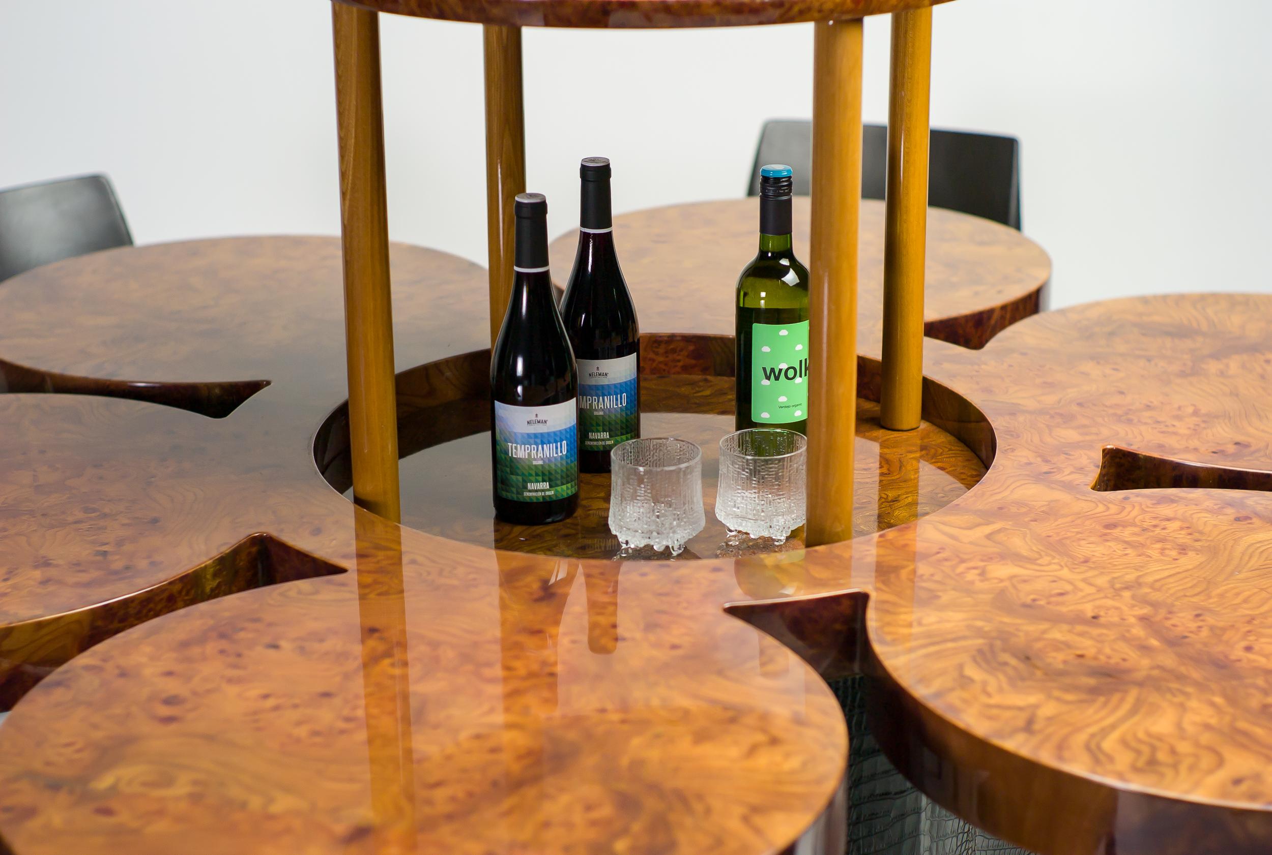 Extravaganter Formitalia Bar-Tisch aus Wurzelholz und Leder im Zustand „Gut“ im Angebot in Dronten, NL