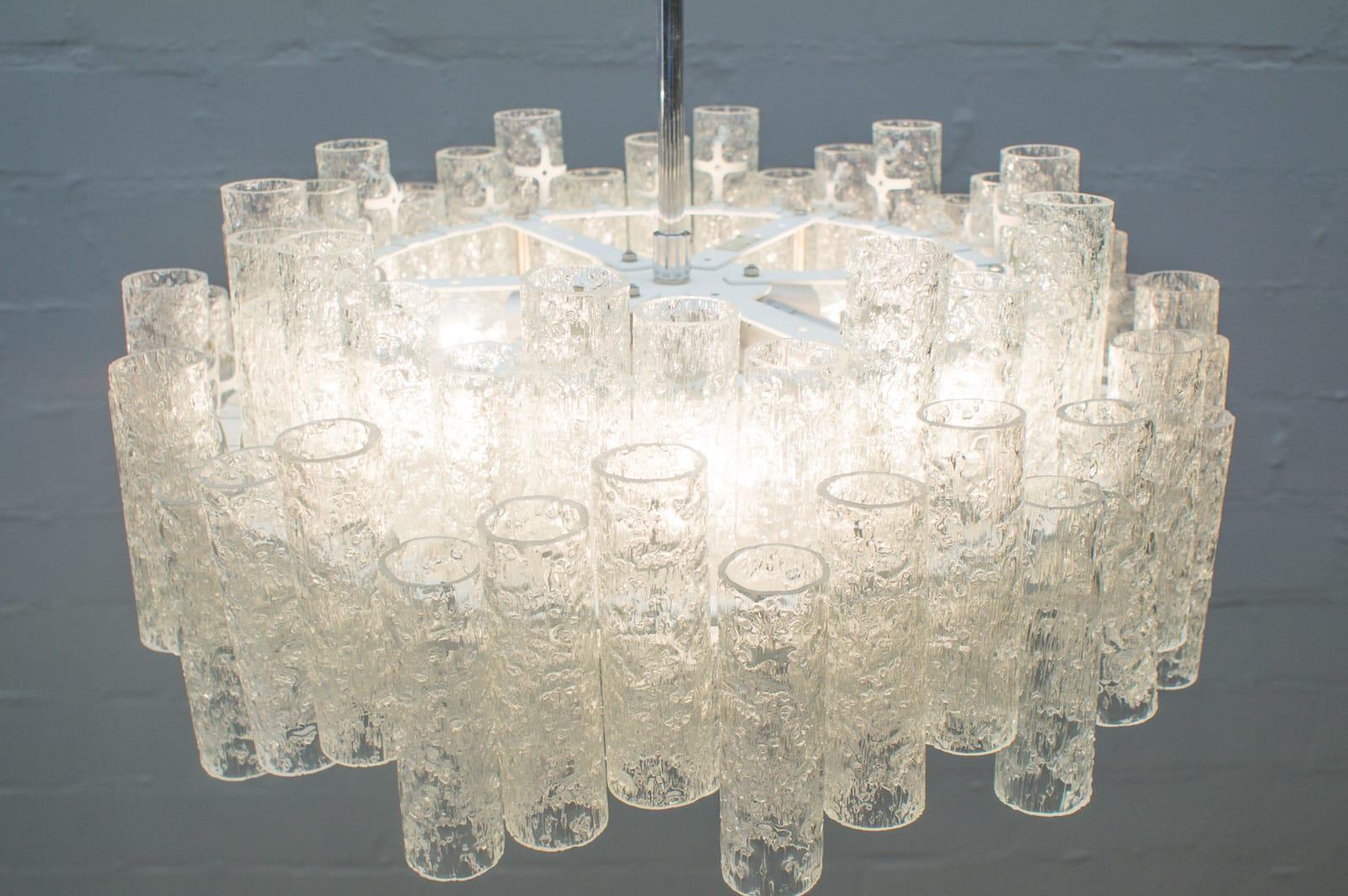 Extravagant German Ice Glass Ceiling Lamp by Doria Leuchten, 1960s In Good Condition In Nürnberg, Bayern