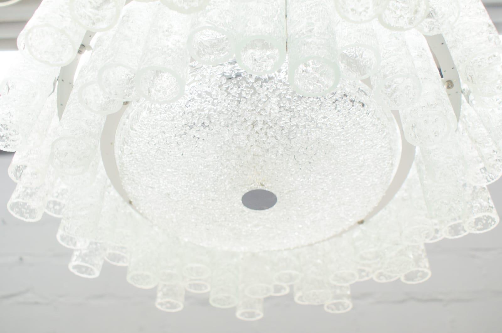 Extravagant German Ice Glass Ceiling Lamp by Doria Leuchten, 1960s 1
