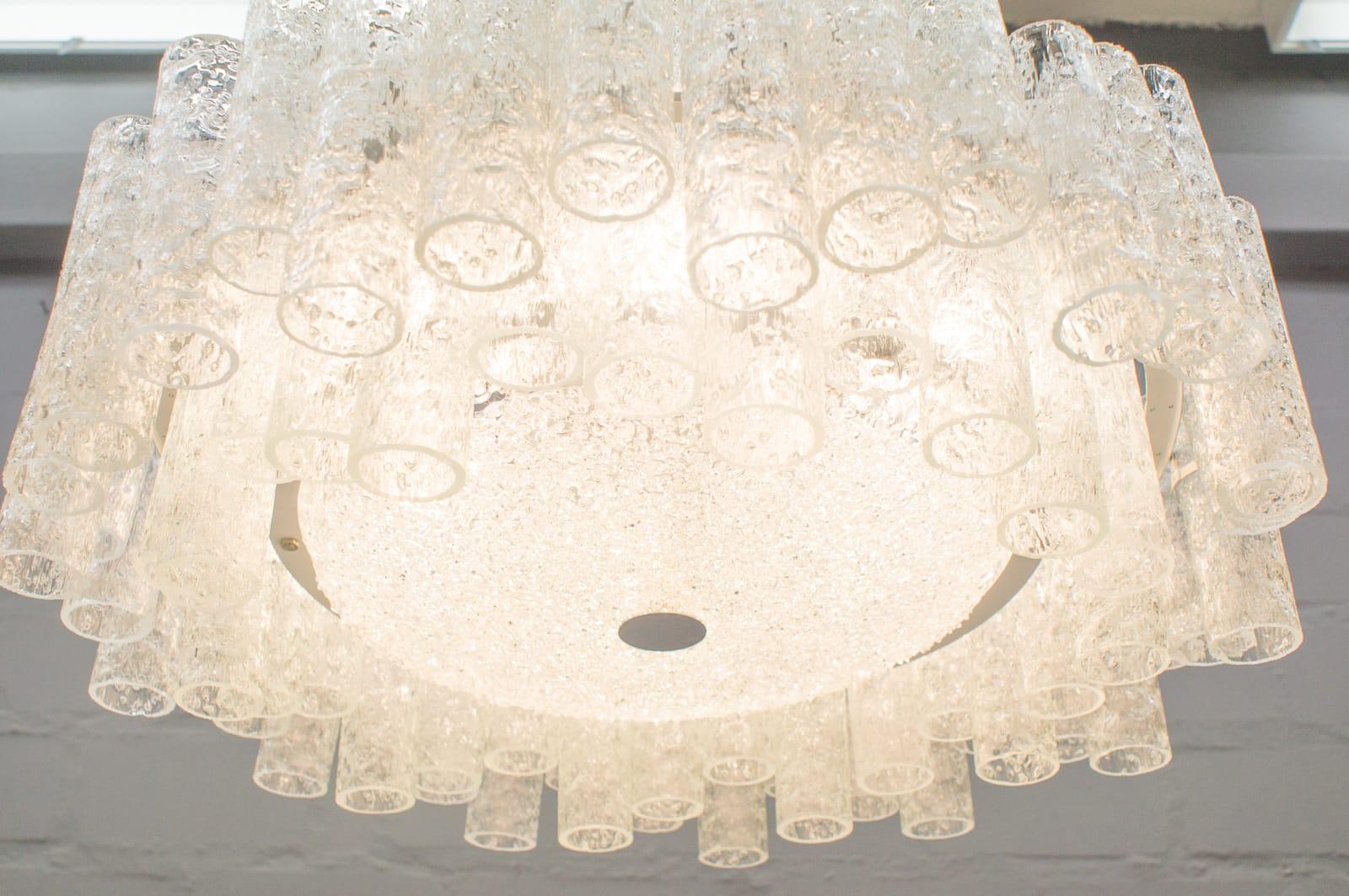 Extravagant German Ice Glass Ceiling Lamp by Doria Leuchten, 1960s 2