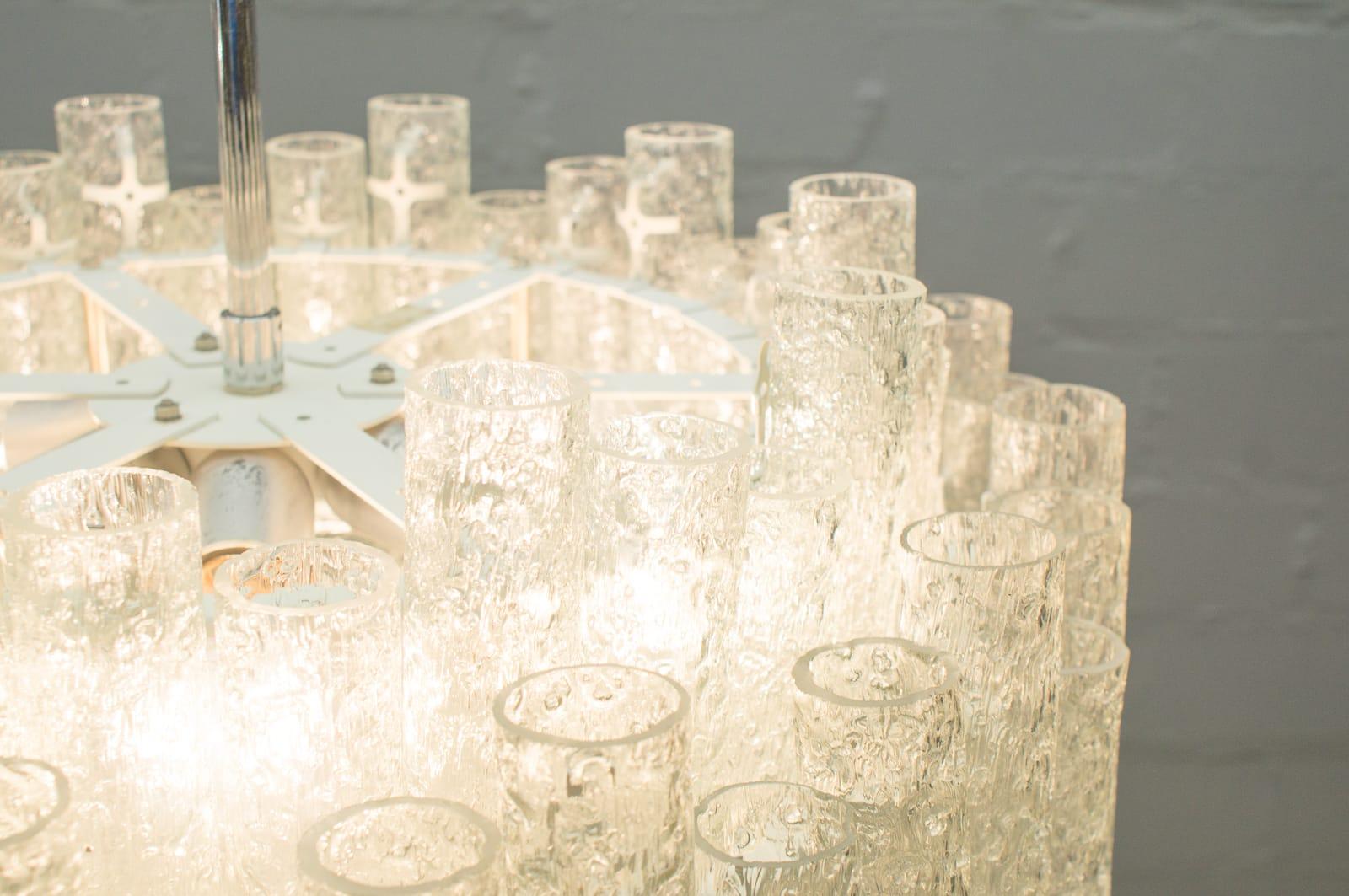 Extravagant German Ice Glass Ceiling Lamp by Doria Leuchten, 1960s 4