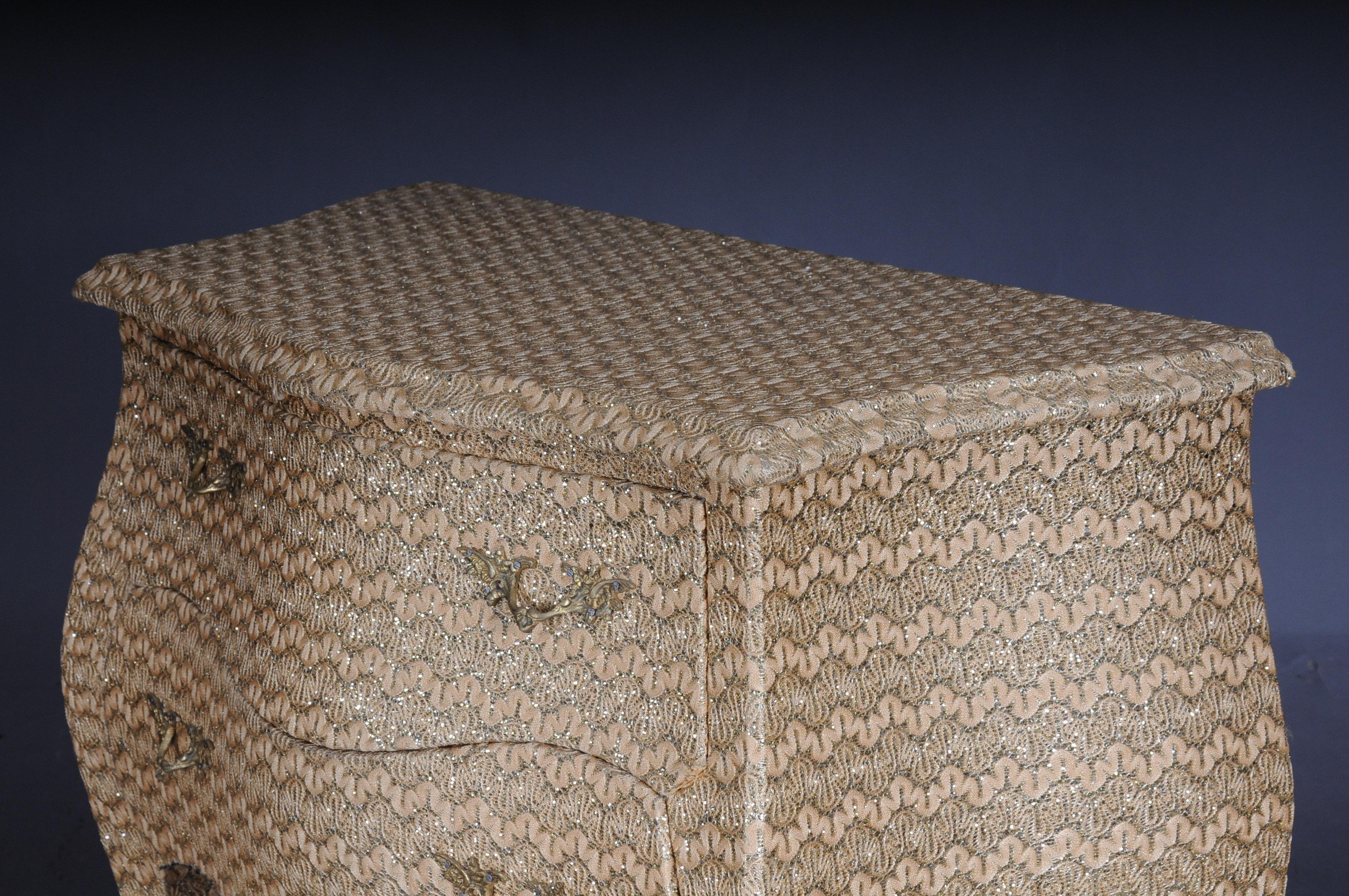 Extravagant Golden Baroque Designer Chest of Drawers with Fabric Cover For Sale 1