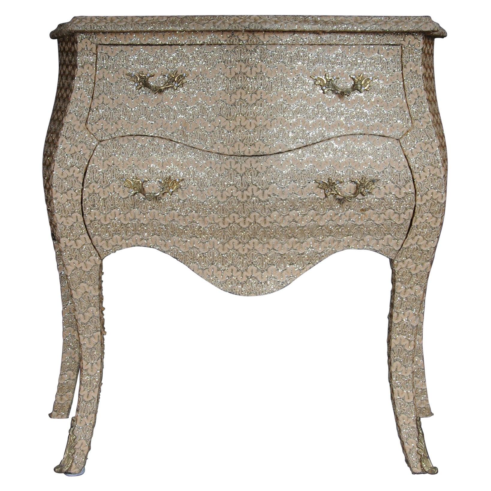 Extravagant Golden Baroque Designer Chest of Drawers with Fabric Cover For Sale