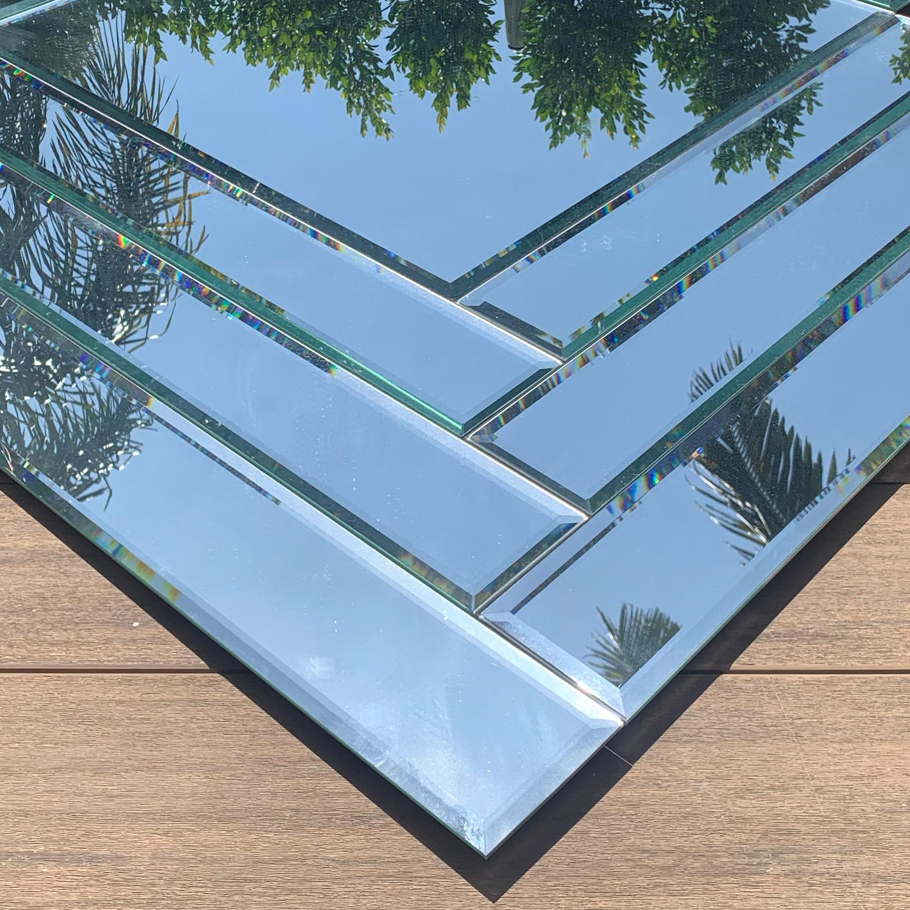 Extravagant Large Art Deco Geometric Diamond Mirror, 1970s 8