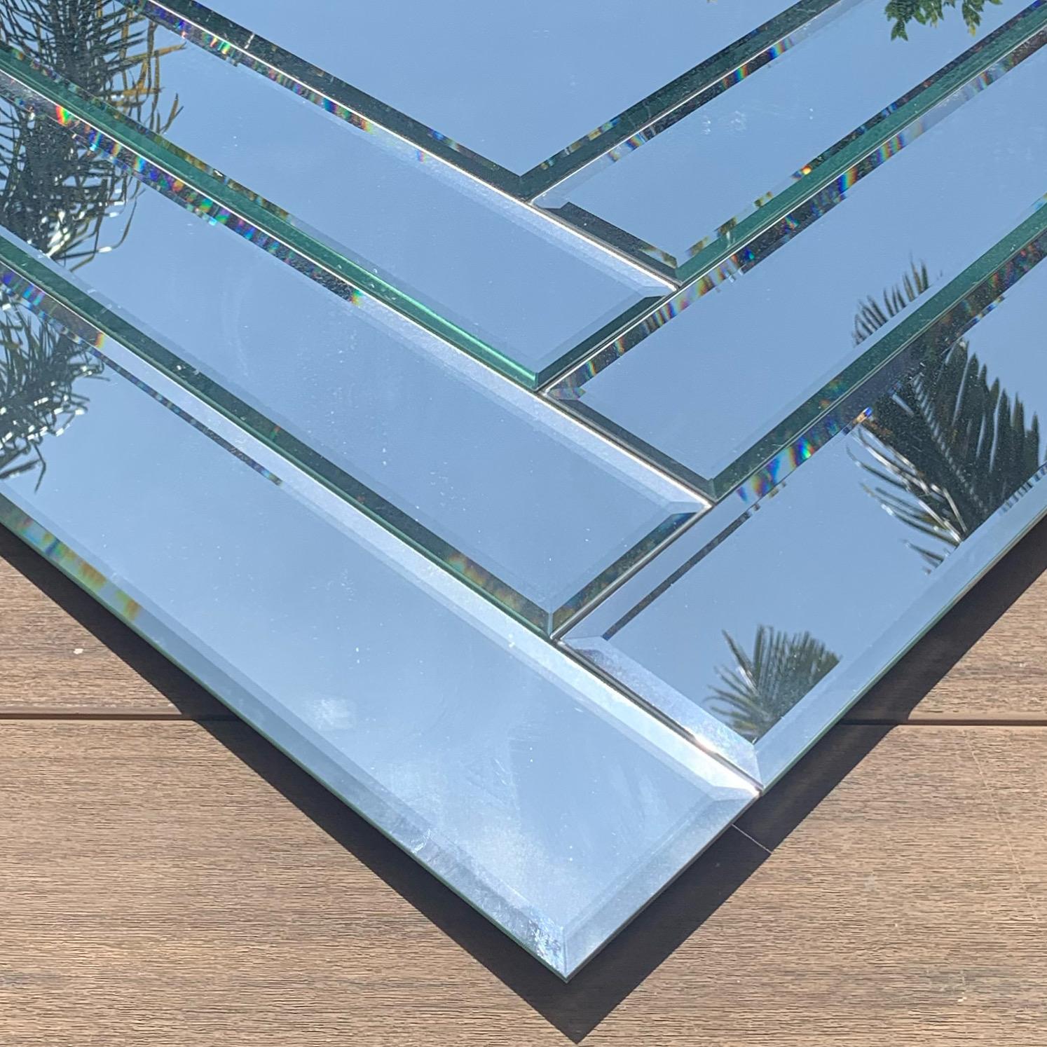 Late 20th Century Extravagant Large Art Deco Geometric Diamond Mirror, 1970s