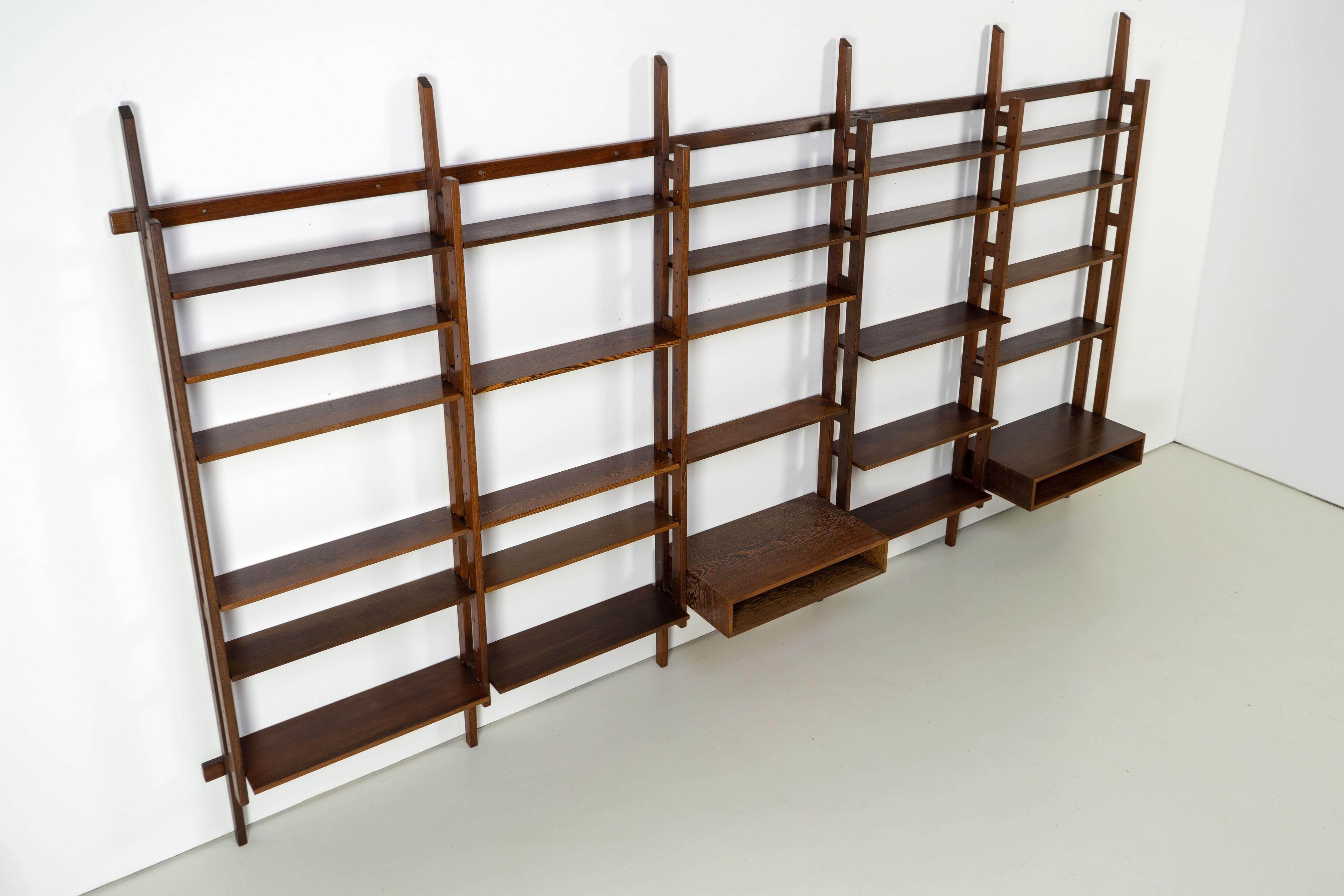Extravagant Mid-Century Bookcase, Large Wall Unit  1960s, Wenge In Good Condition In Rosendahl, DE