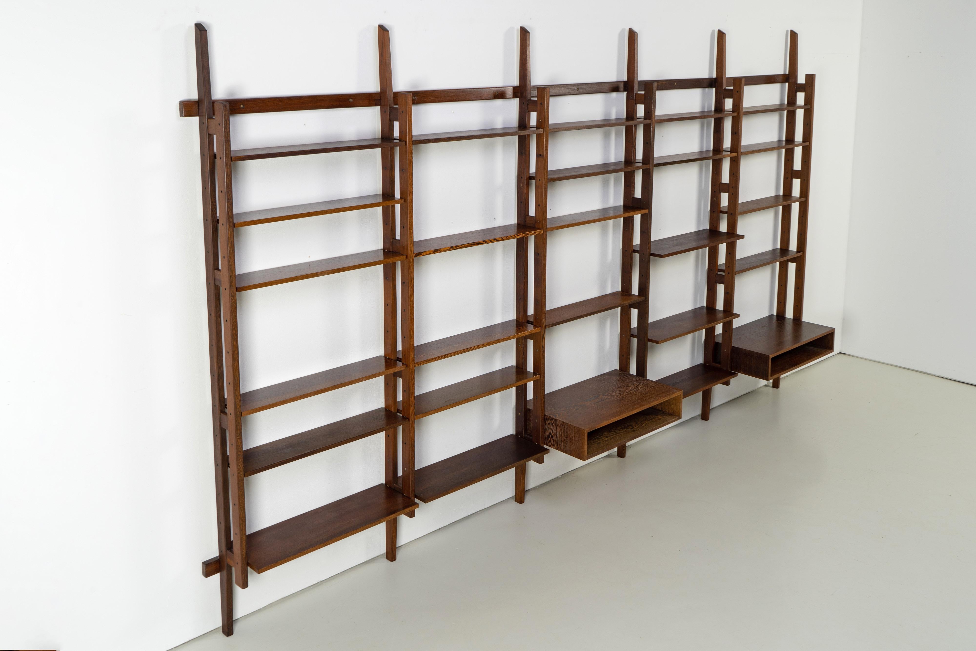 20th Century Extravagant Mid-Century Bookcase, Large Wall Unit  1960s, Wenge