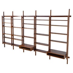 Extravagant Mid-Century Bookcase, Large Wall Unit  1960s, Wenge