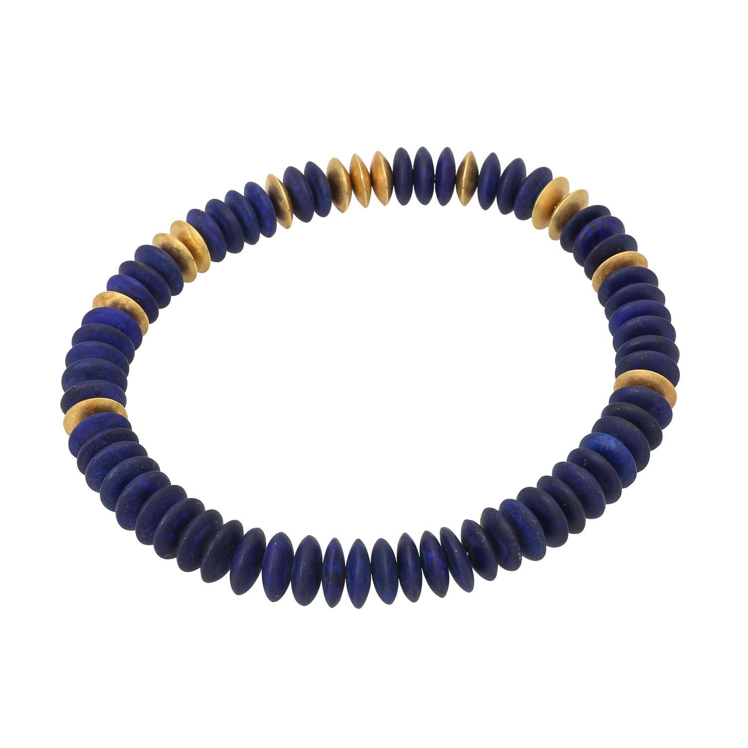 Modern Extravagant Necklace Made of Lapis Lazuli Slices For Sale