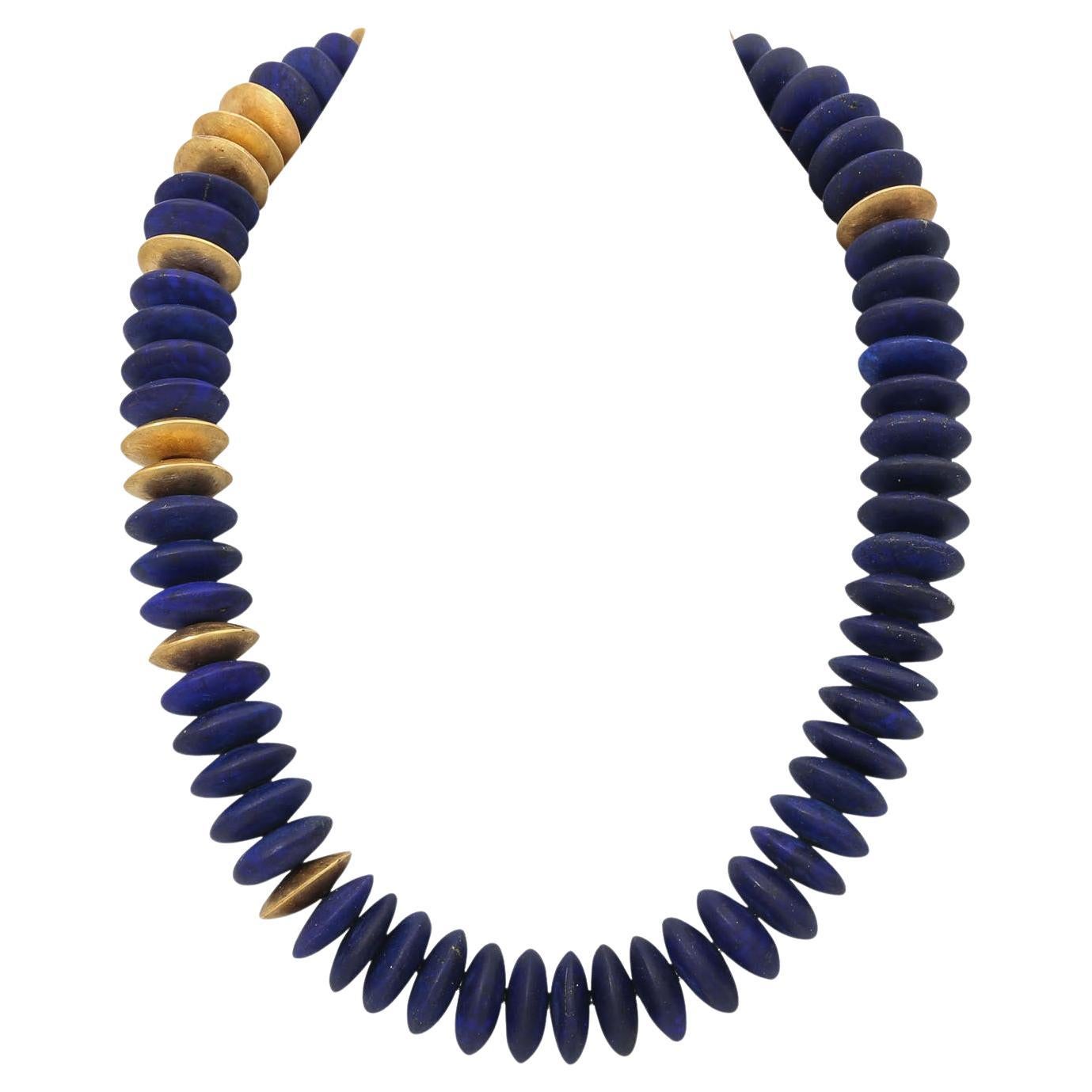 Extravagant Necklace Made of Lapis Lazuli Slices For Sale