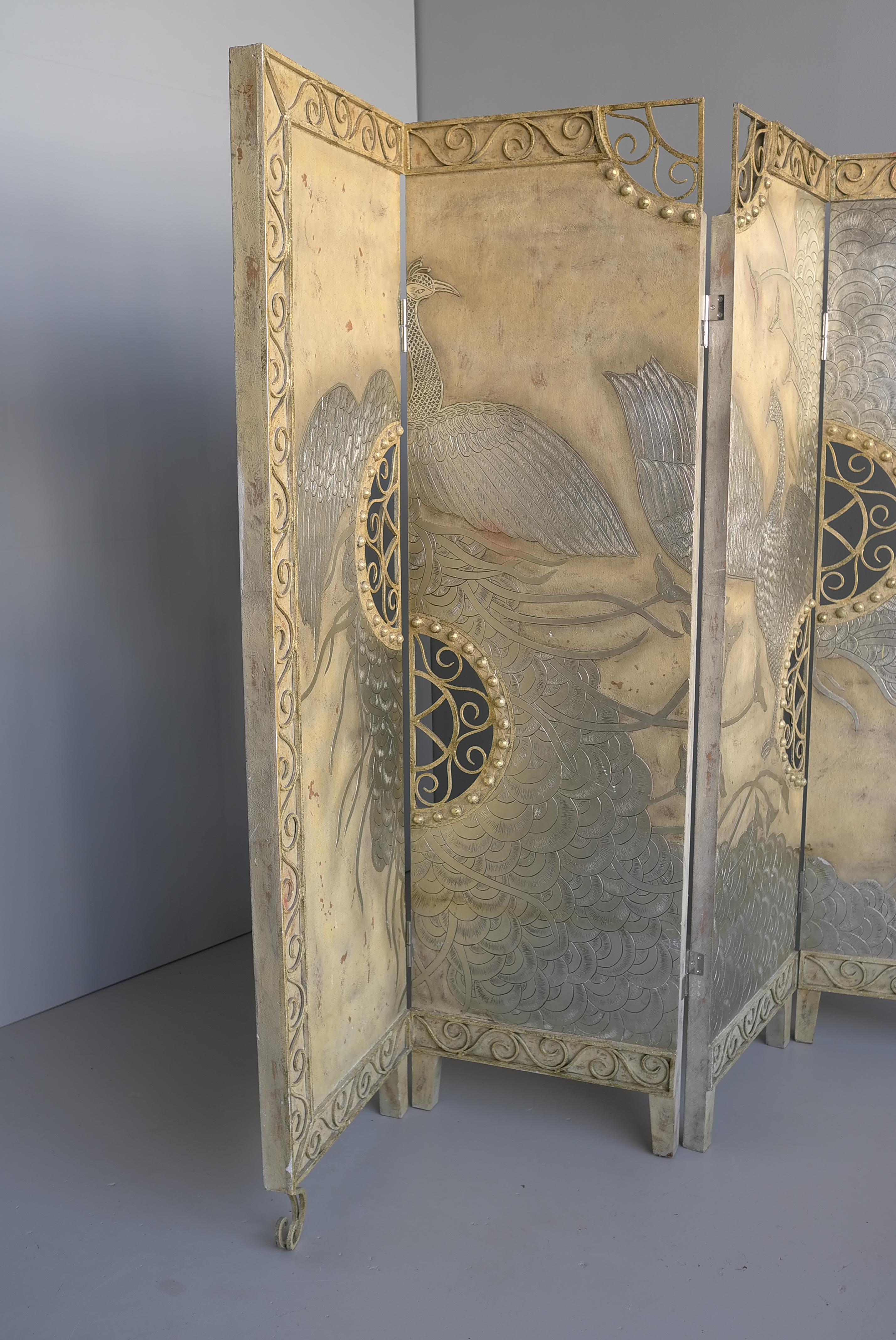 Extravagant  Peacock Room Divider with Wrought Iron details, Netherlands 1970's For Sale 3