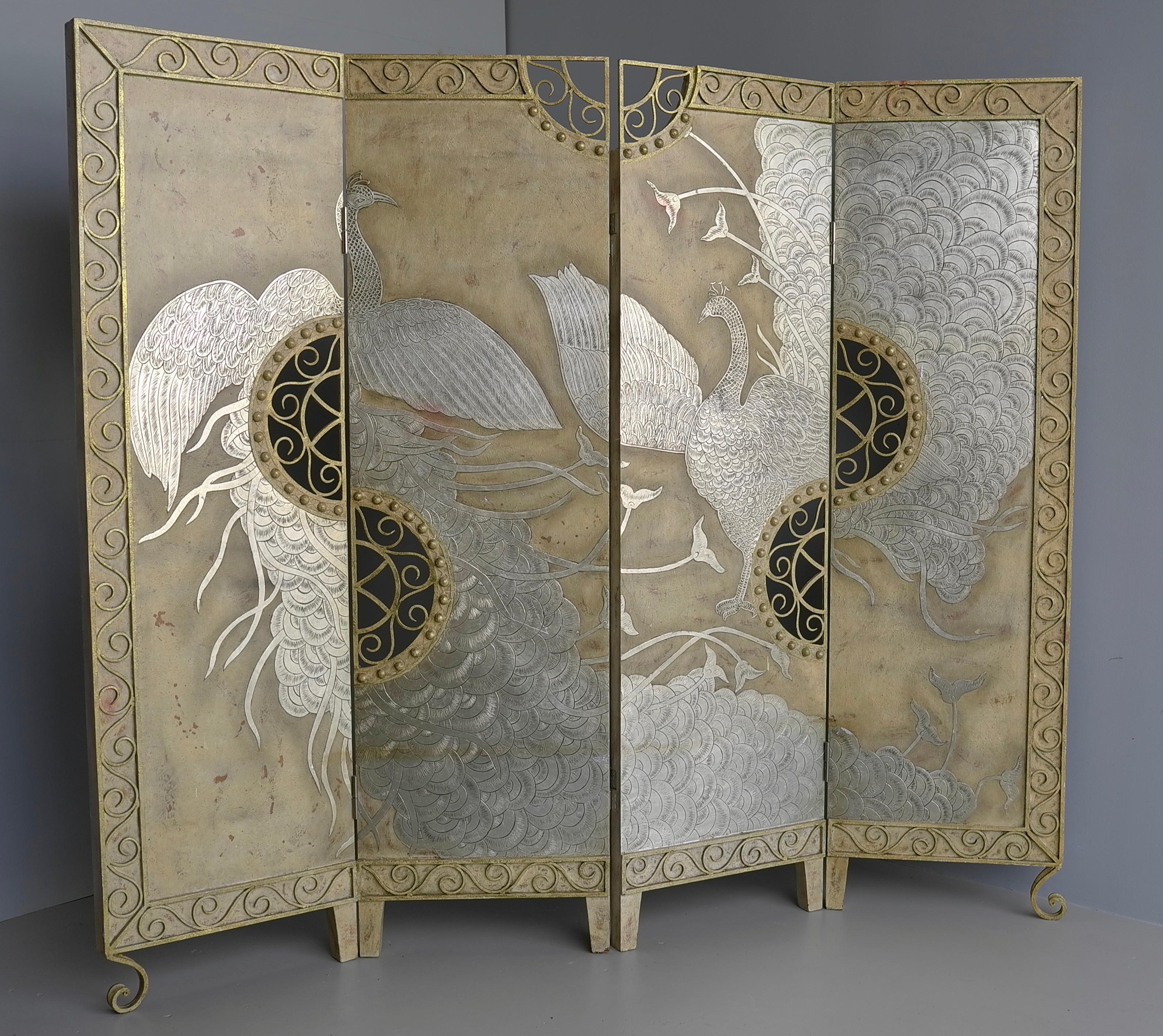 Extravagant  Peacock Room Divider with Wrought Iron details, Netherlands 1970's For Sale 6