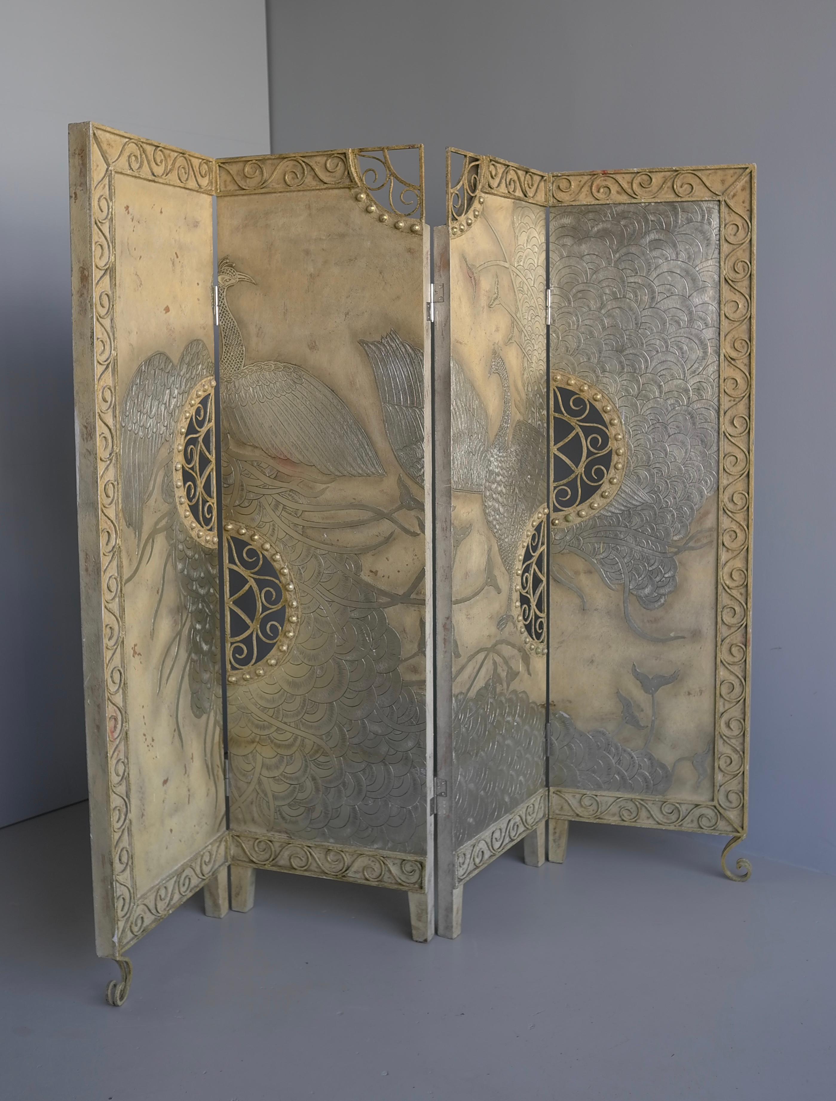 Extravagant  Peacock Room Divider with Wrought Iron details, Netherlands 1970's For Sale 7